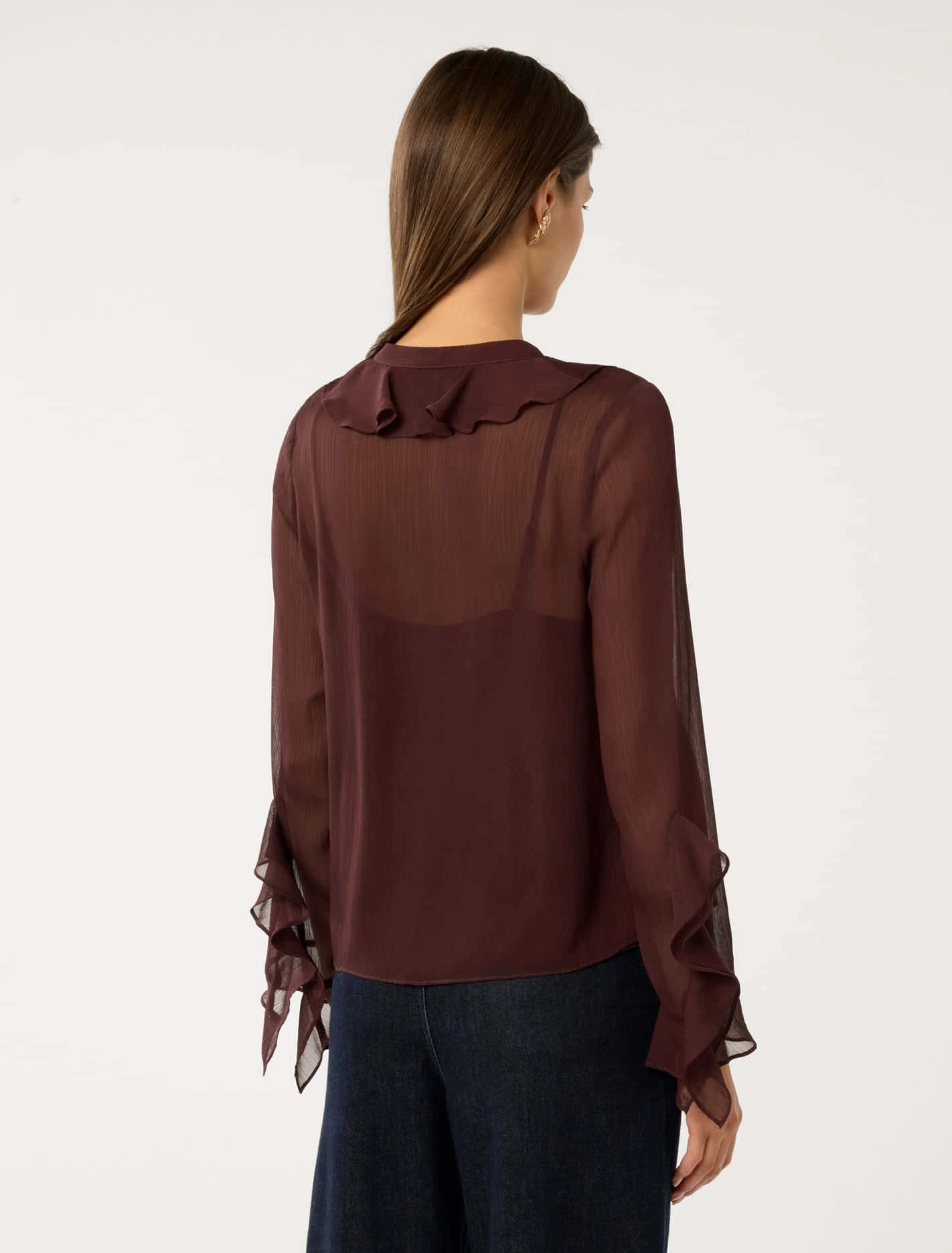 Alix Sheer Ruffle Blouse