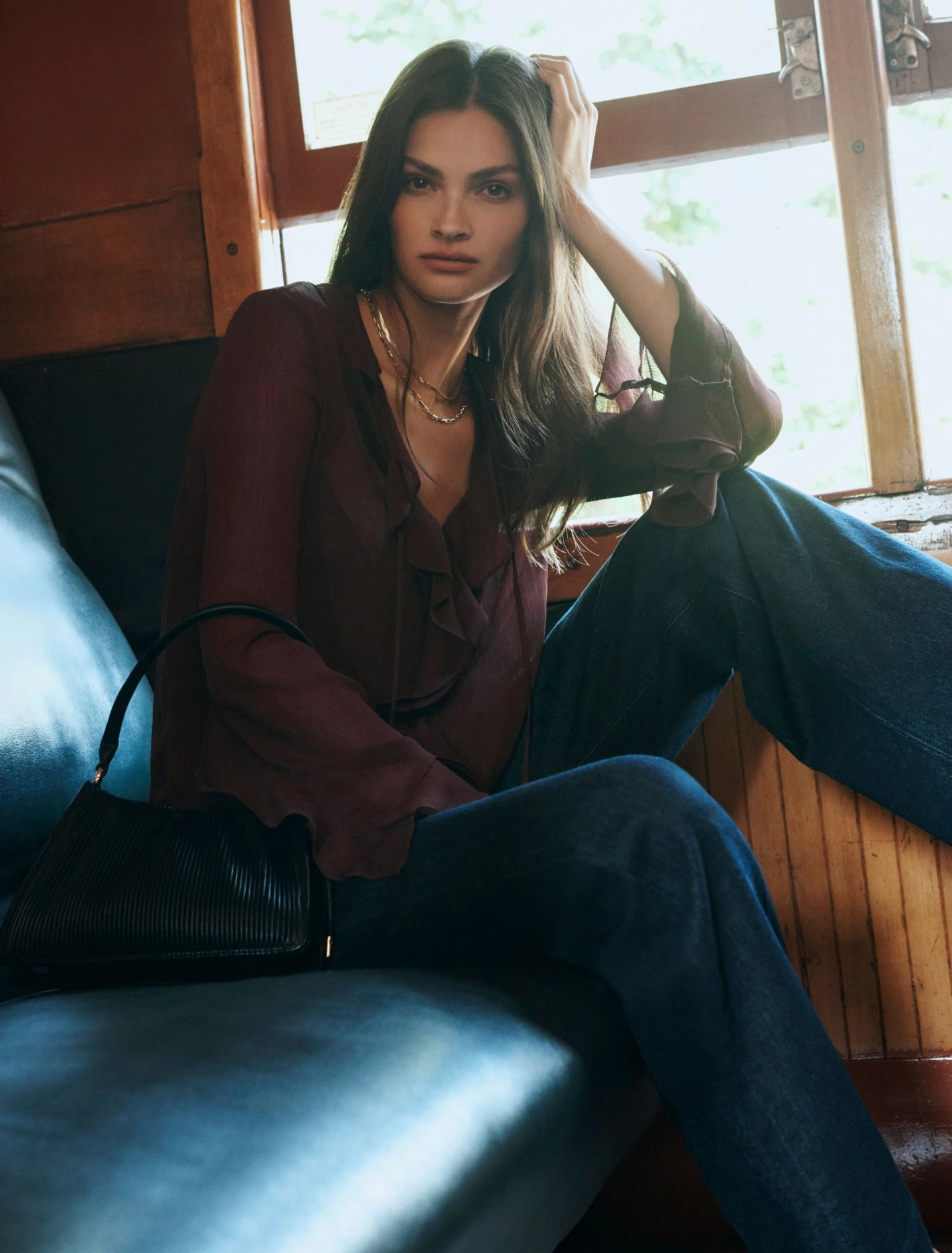 Alix Sheer Ruffle Blouse