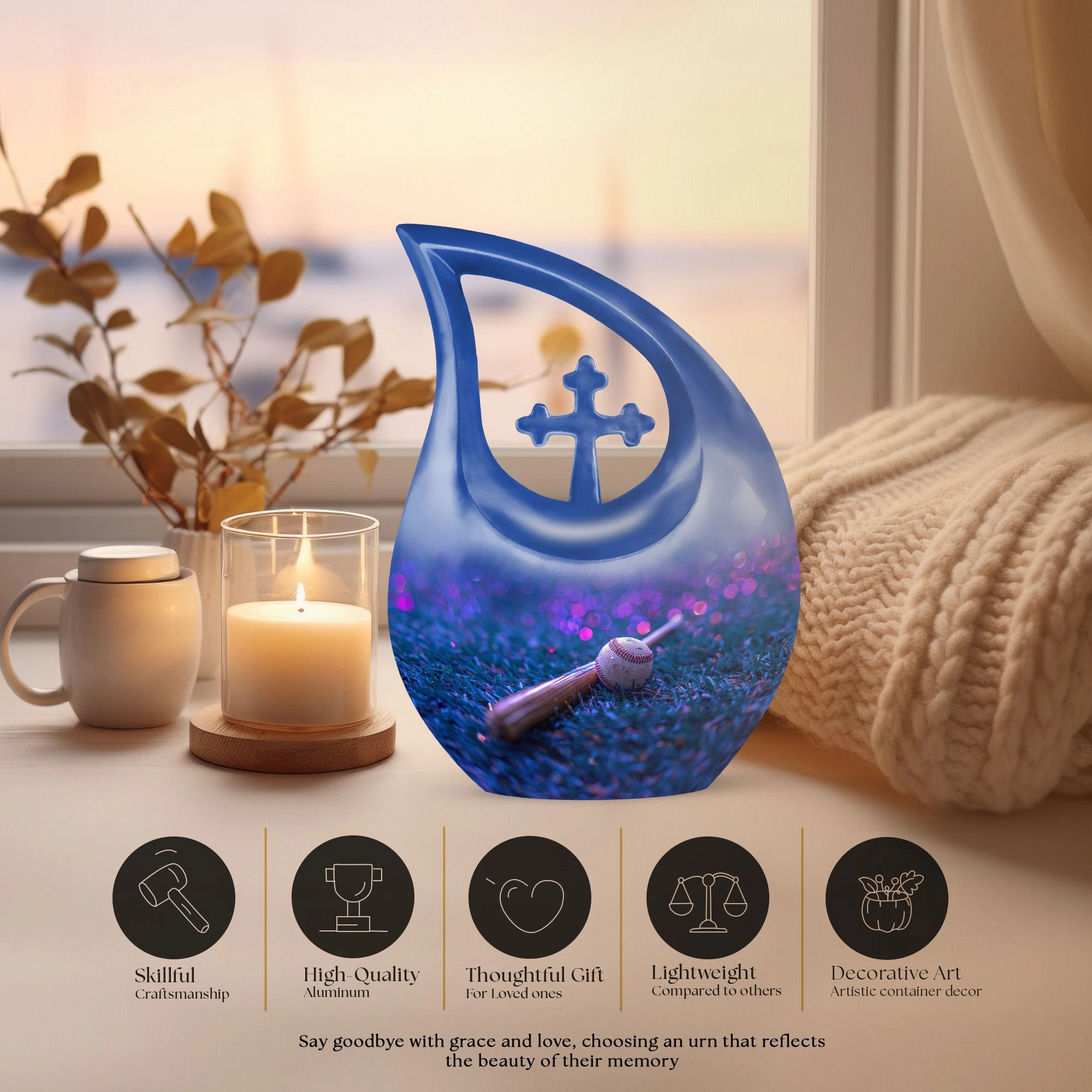 Baseball Cremation Urn: Large Aluminium Creation Urn For Human Remains