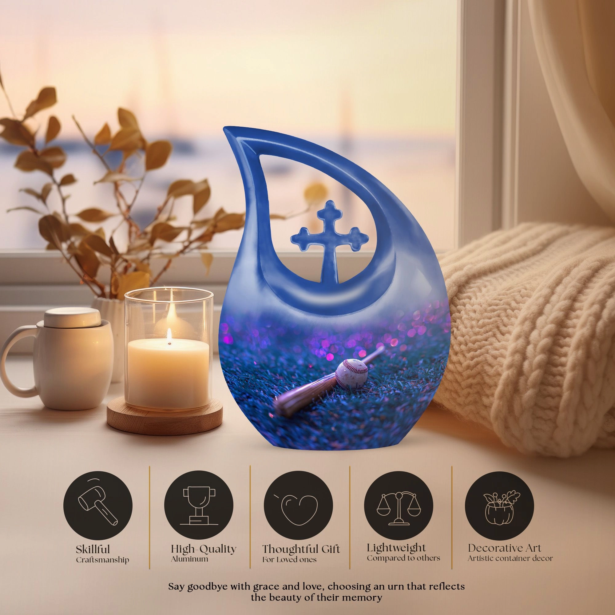 Baseball Cremation Urn: Large Aluminium Creation Urn For Human Remains