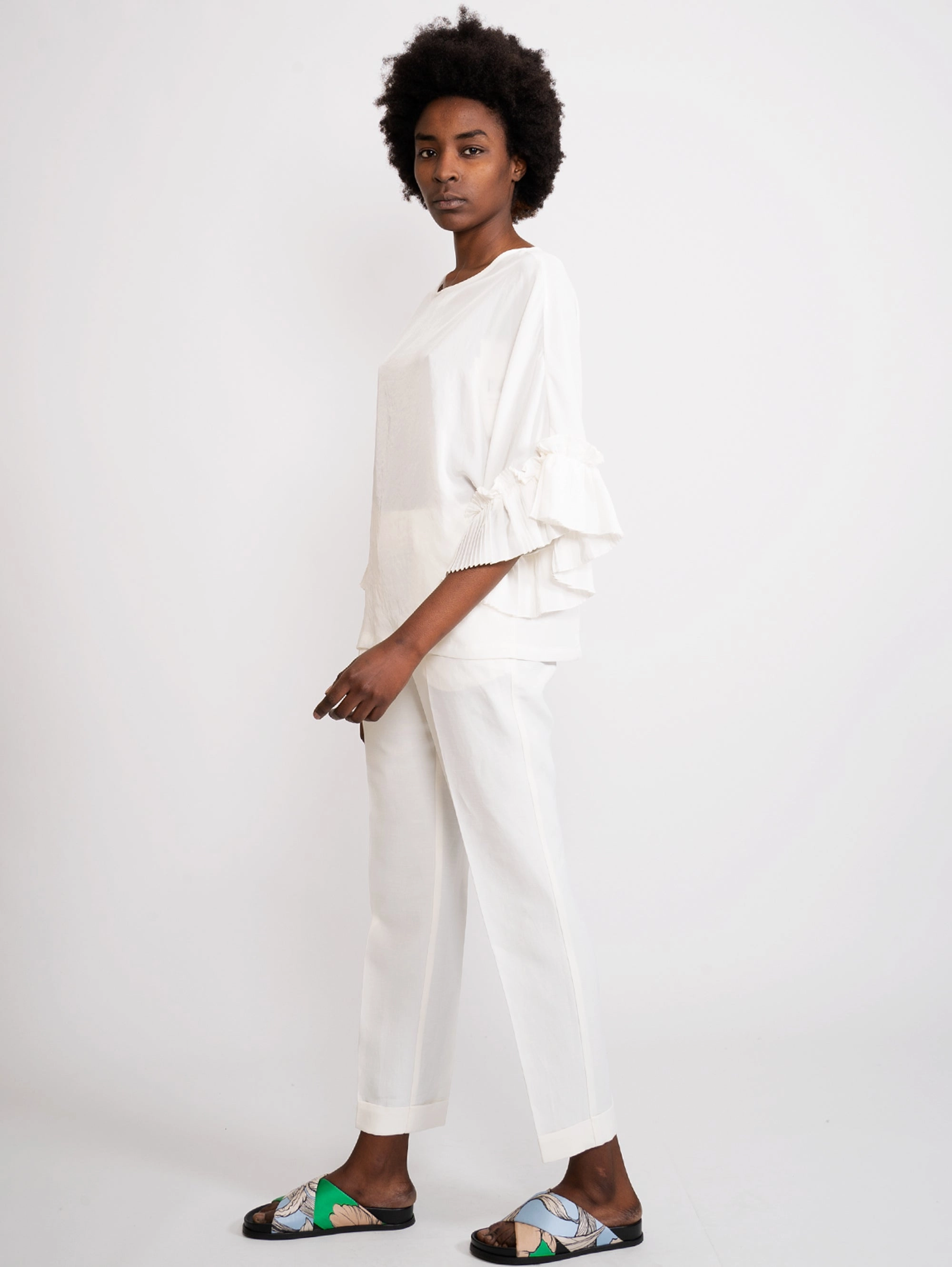 Blouse with Ruffes Panna