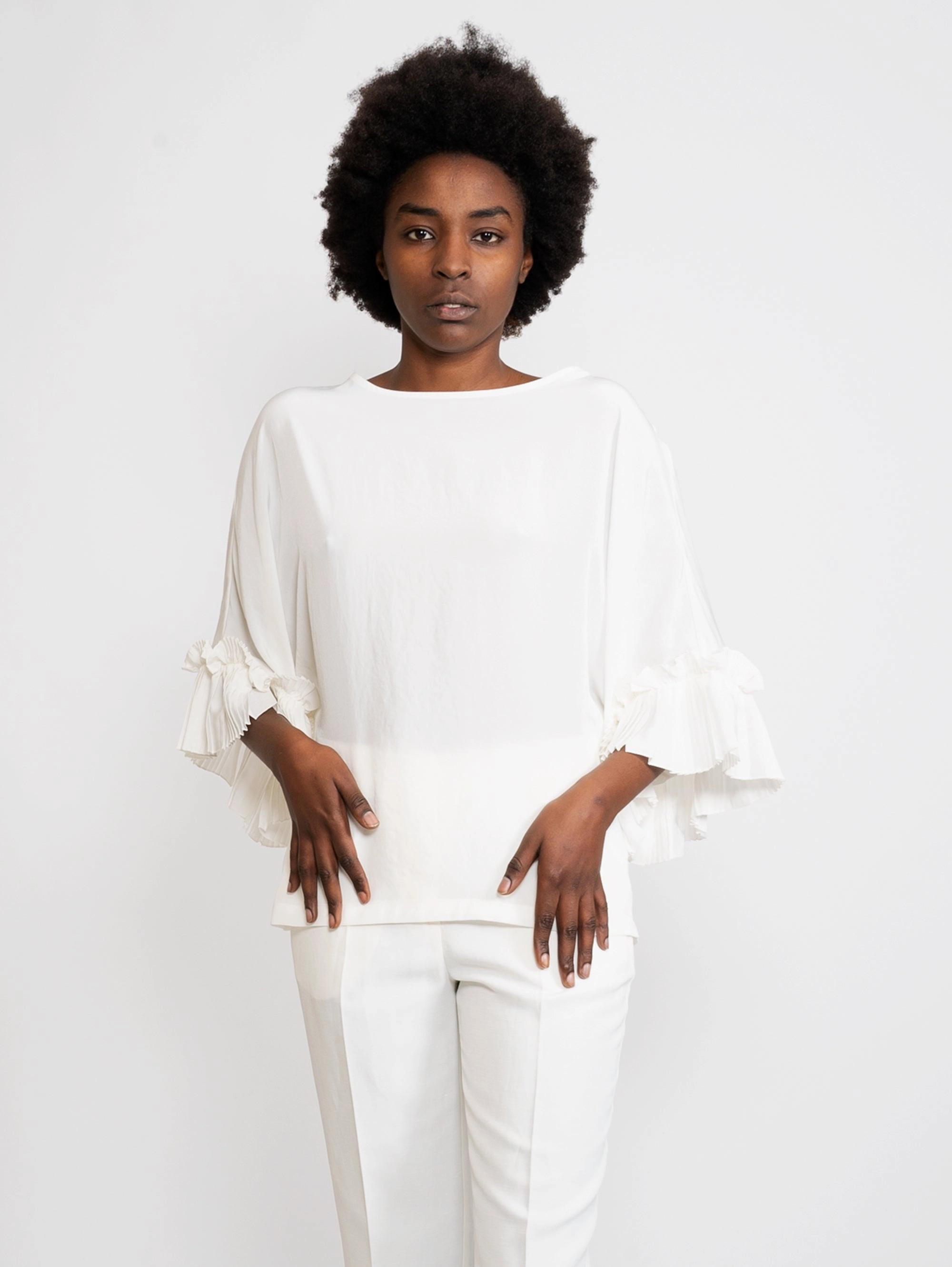 Blouse with Ruffes Panna
