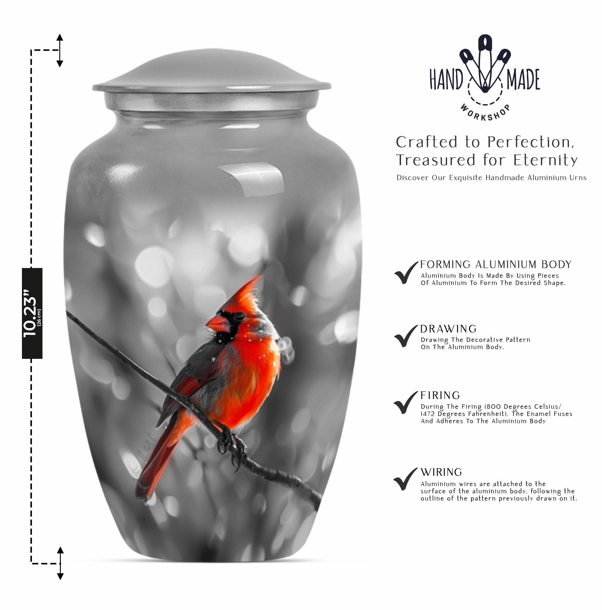 Cardinal Bird Urn: Sturdy, Contemporary Memorial Urn