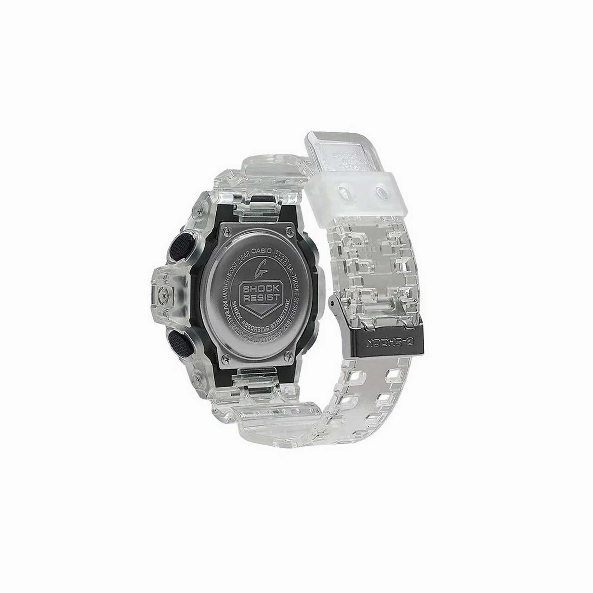 Casio Men's Ana-Digi Watch - G-Shock Black Dial Transparent Resin Strap | GA700SKE-7A