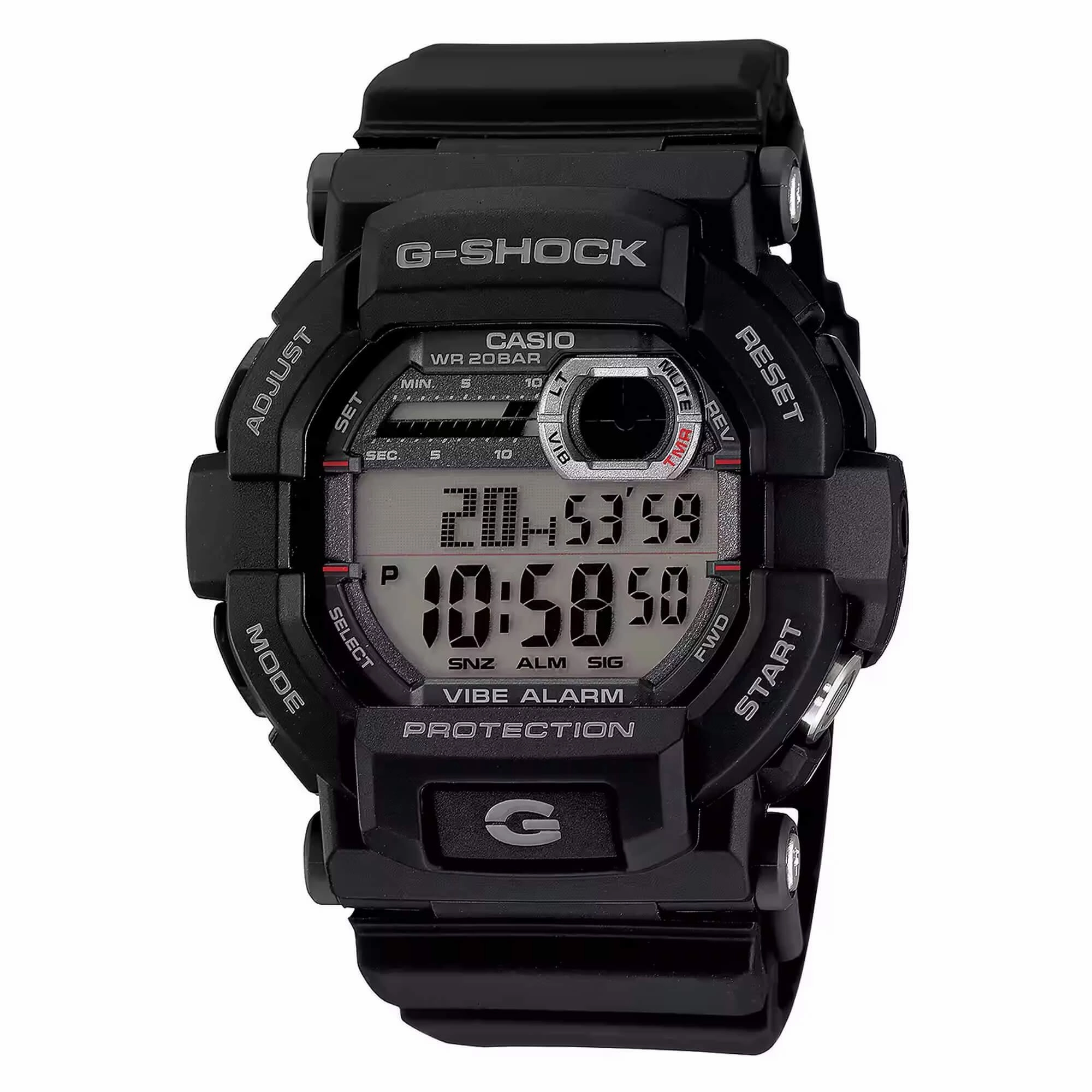 Casio Men's Watch - G-Shock Black and Grey Digital Dial Black Resin Strap | GD350-1