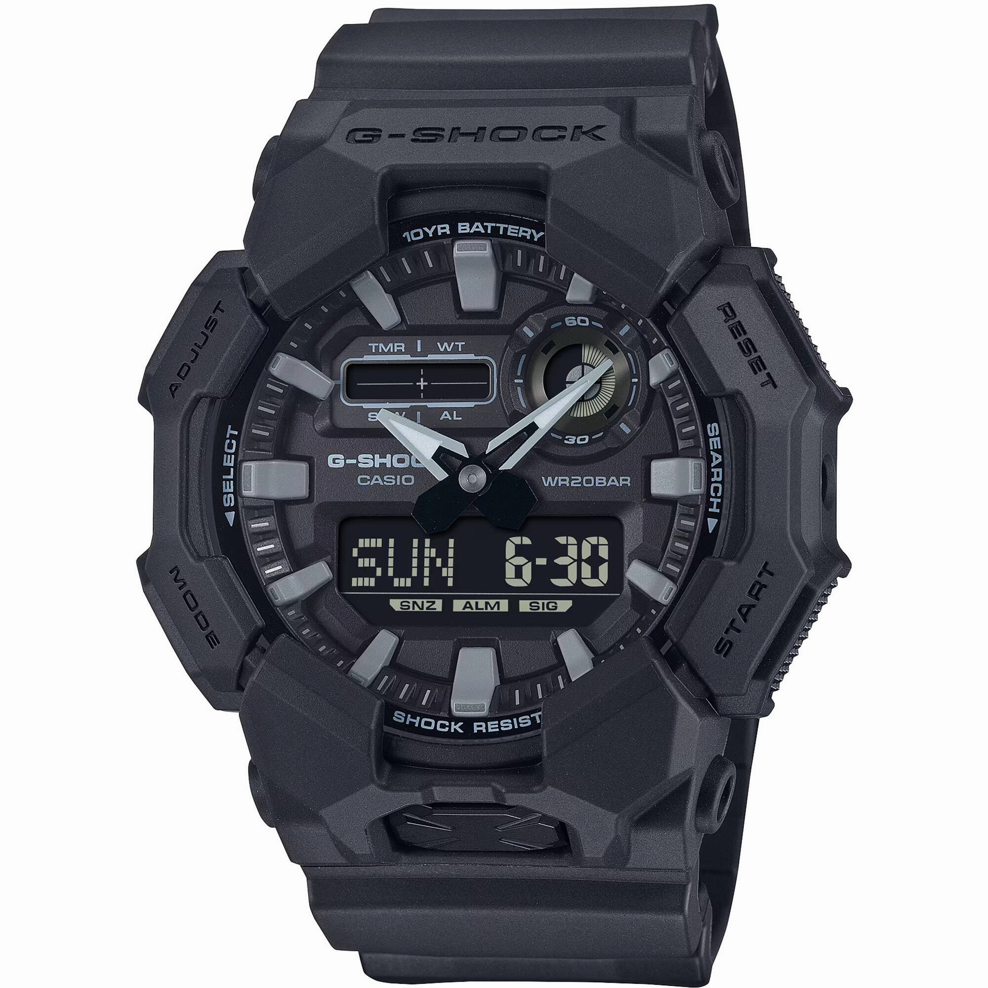 Casio Men's Watch - G-Shock Chrono Black Analog-Digital Dial Resin Strap | GA010-1A1