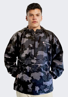 Champion Mens US Quarter Zip Grey Camo Packable Jacket