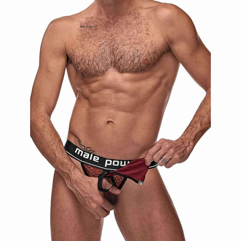 Cock Pit Net Cock Ring Jock - S/ M - Burgundy