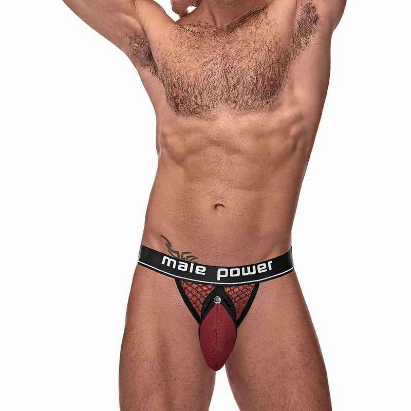 Cock Pit Net Cock Ring Jock - S/ M - Burgundy
