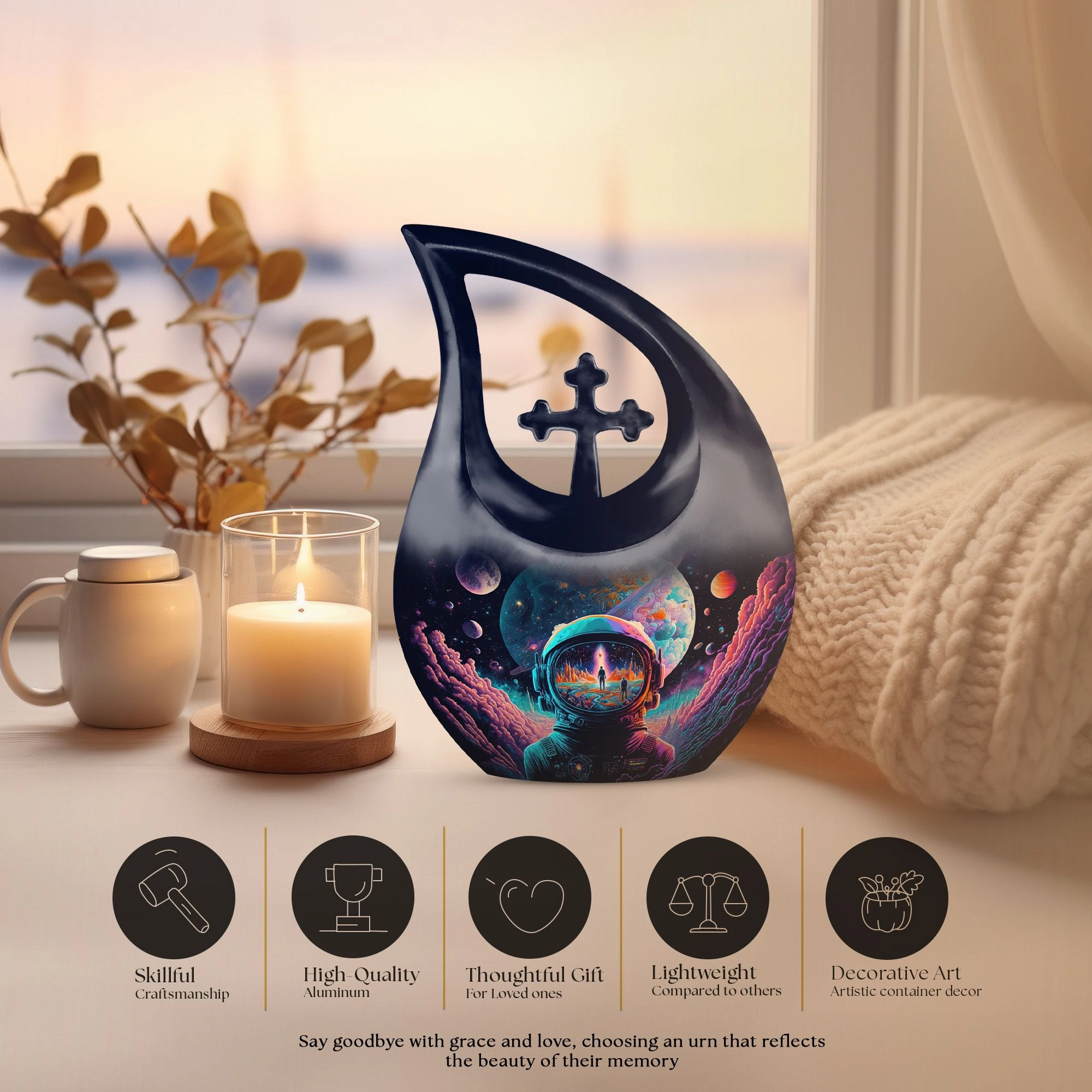 Commemorative Urn - Remembrance, Unique Memorial Urn for Human