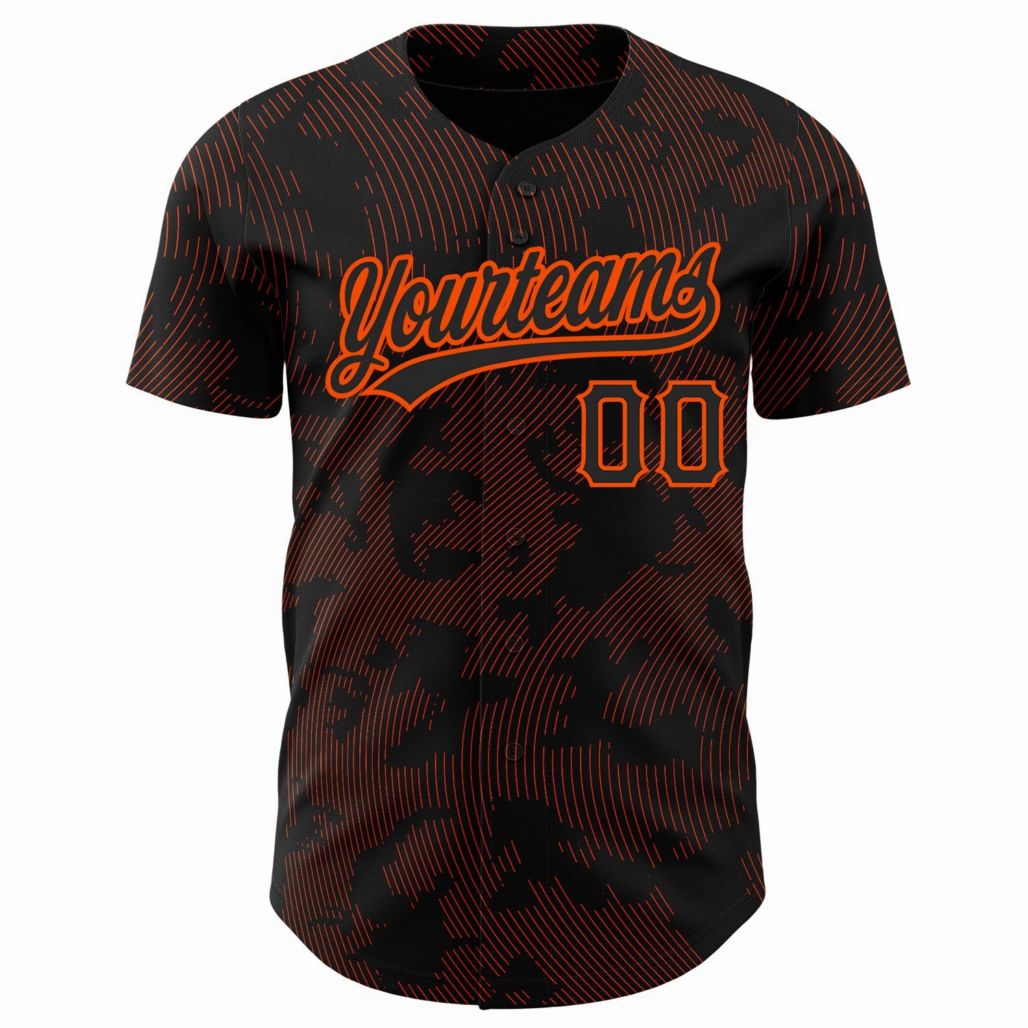 Custom Black Orange 3D Pattern Design Curve Lines Authentic Baseball Jersey