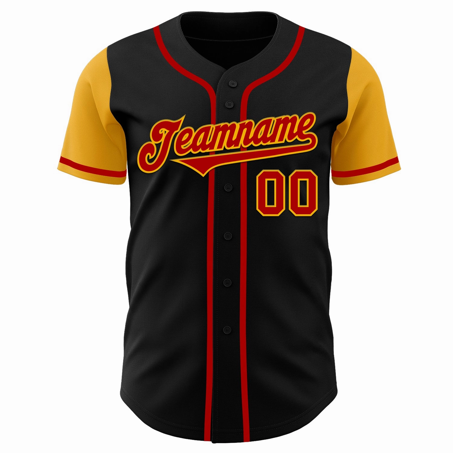 Custom Black Red-Gold Authentic Two Tone Baseball Jersey