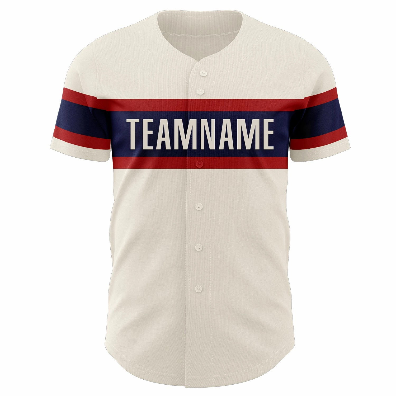 Custom Cream Red-Navy Authentic Baseball Jersey