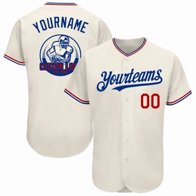 Custom Cream Red-Royal Authentic Baseball Jersey
