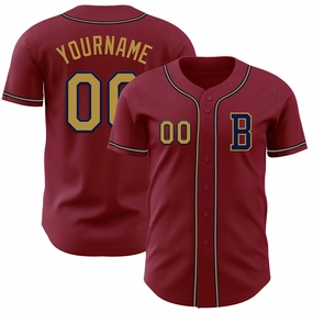 Custom Crimsom Old Gold-Navy Authentic Baseball Jersey