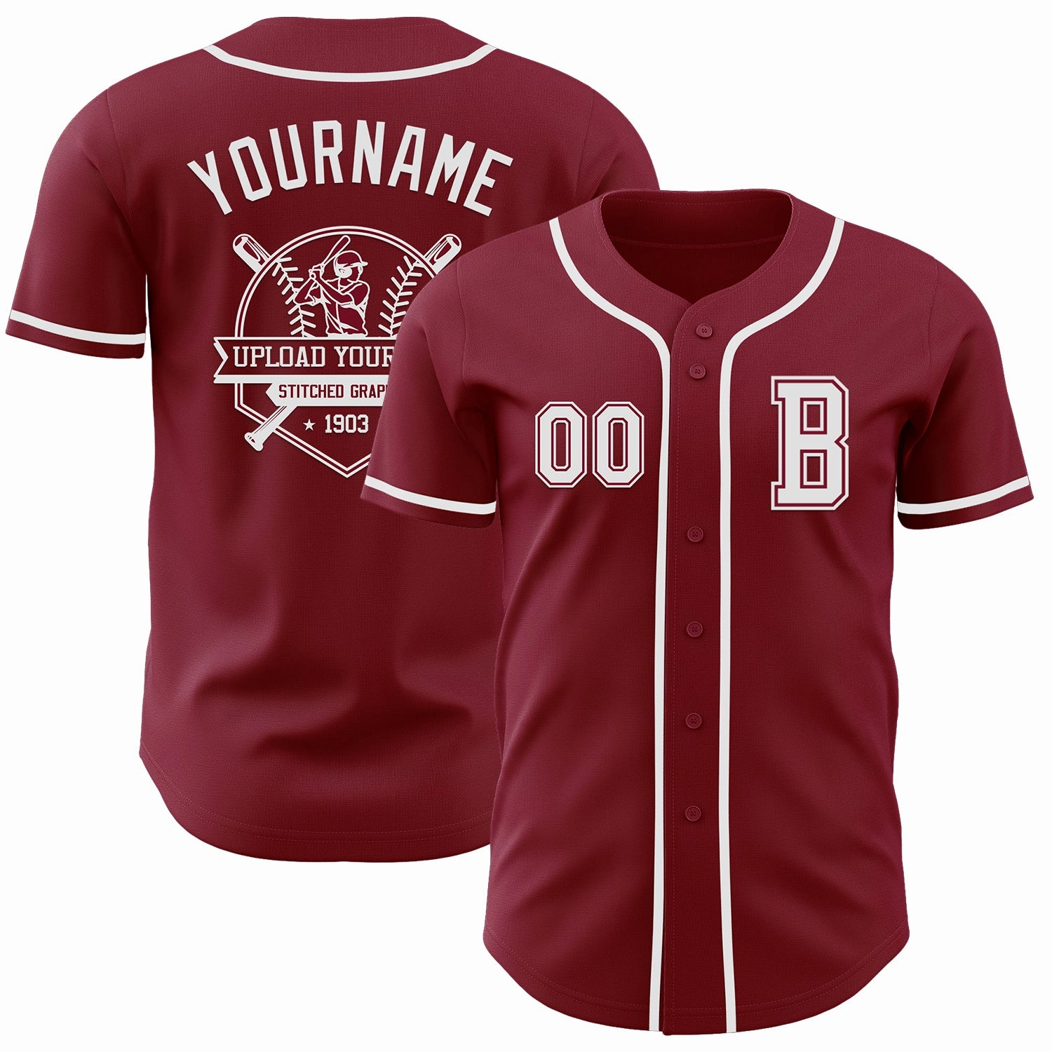 Custom Crimsom White Authentic Baseball Jersey