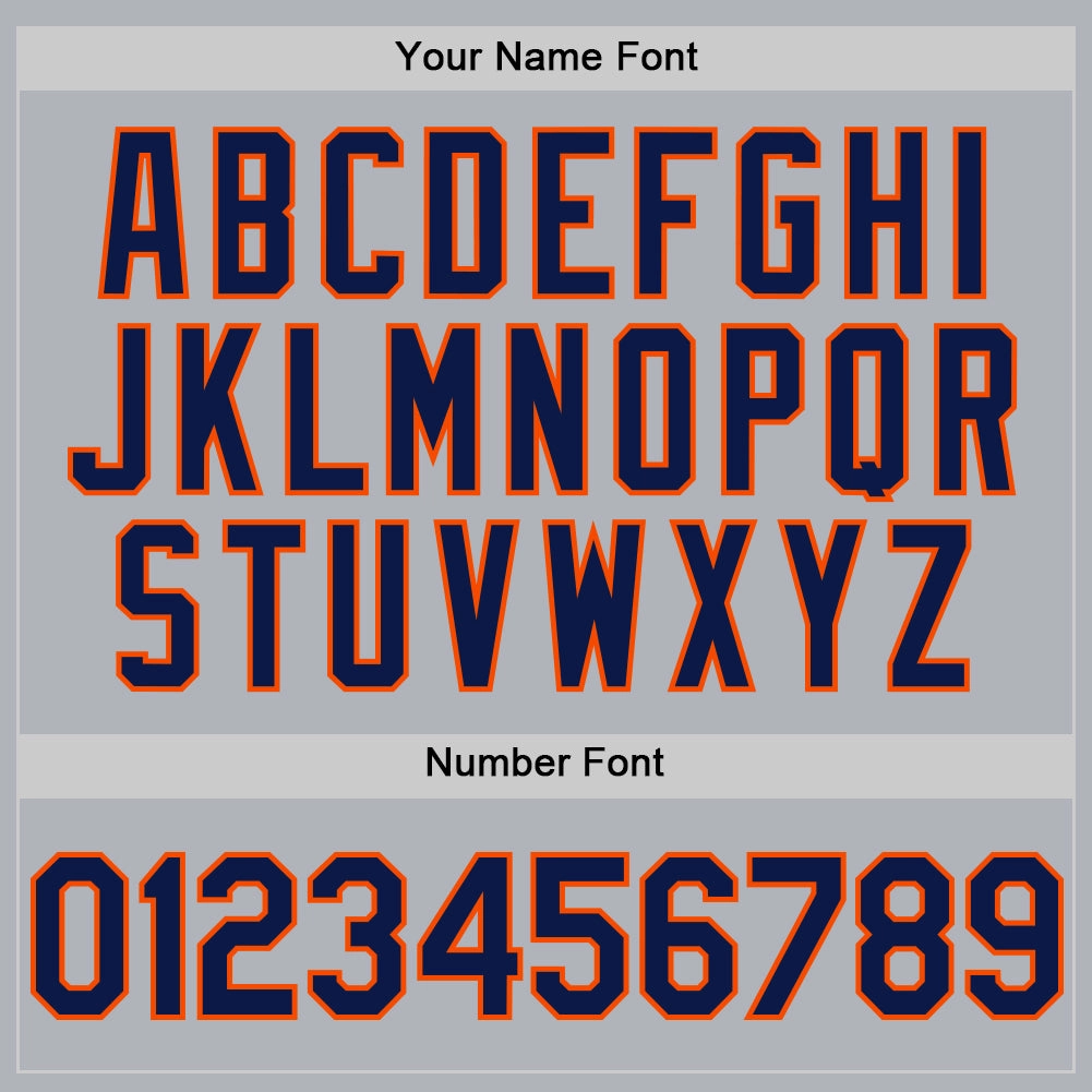Custom Gray Navy-Orange Line Authentic Baseball Jersey