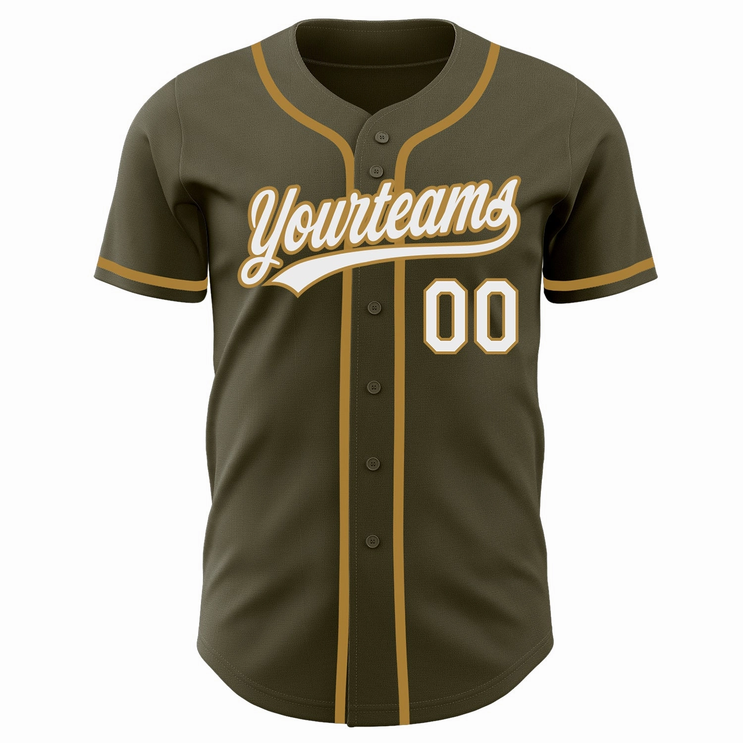 Custom Olive White-Old Gold Authentic Salute To Service Baseball Jersey