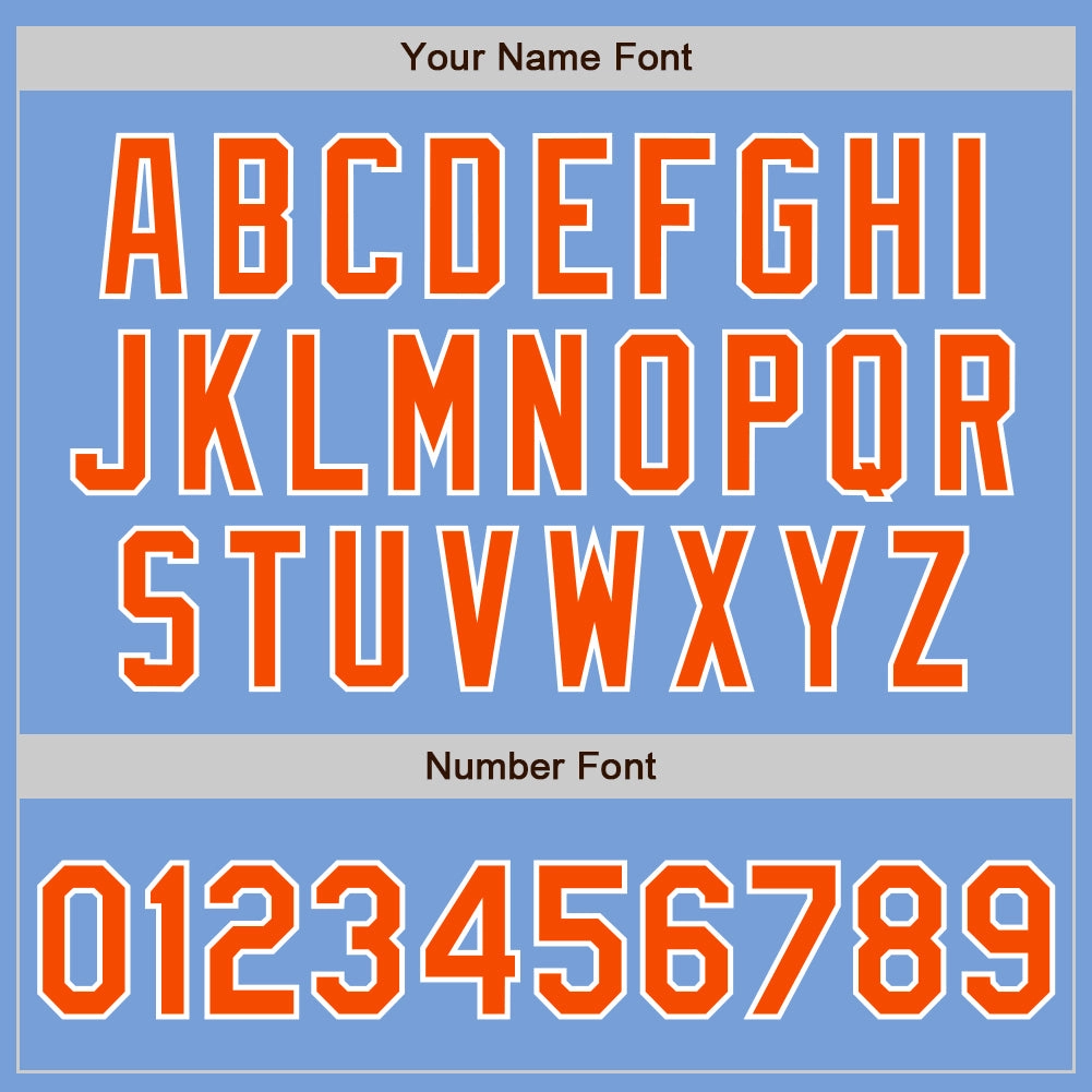 Custom Powder Blue Orange-White Authentic Baseball Jersey