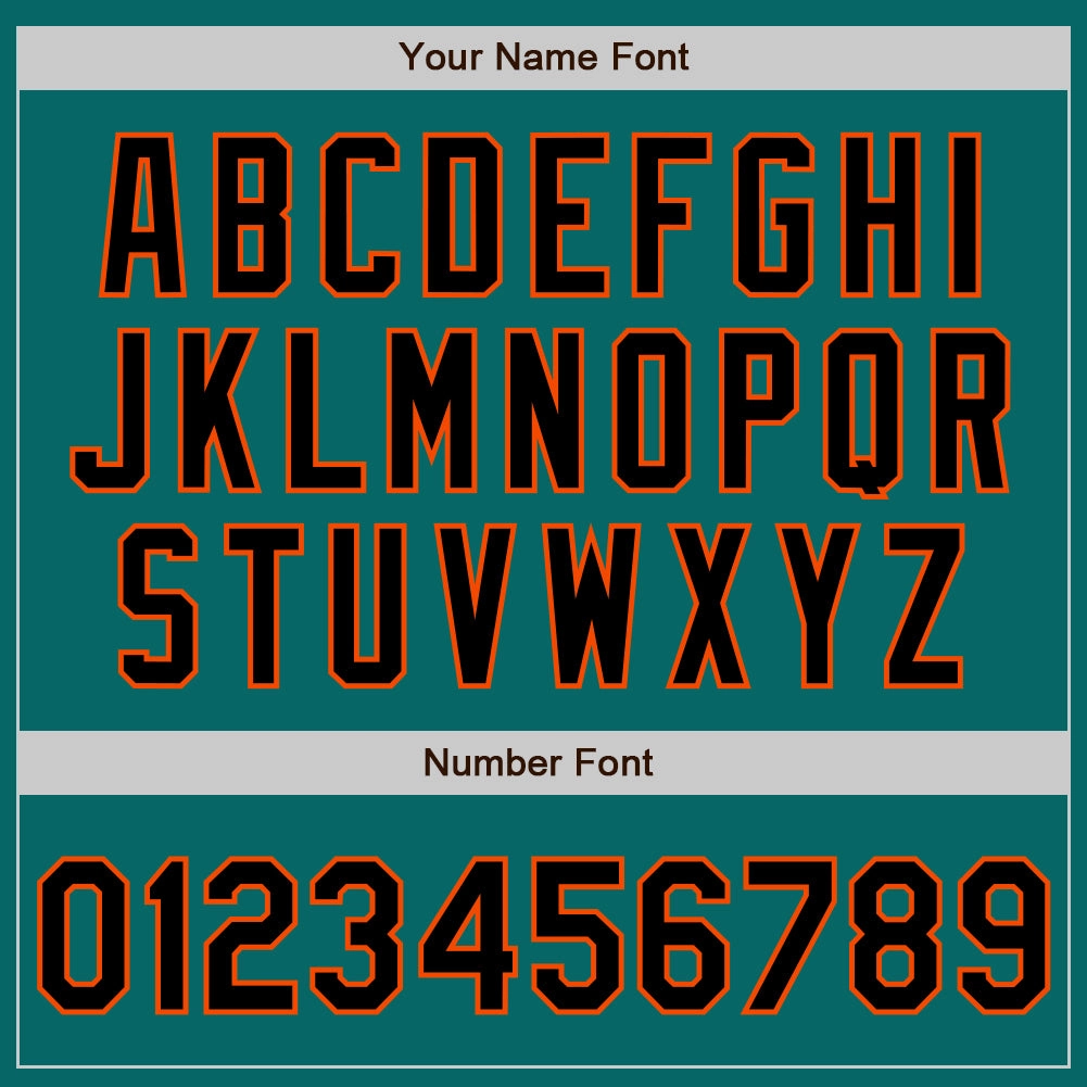 Custom Teal Black-Orange Authentic Baseball Jersey