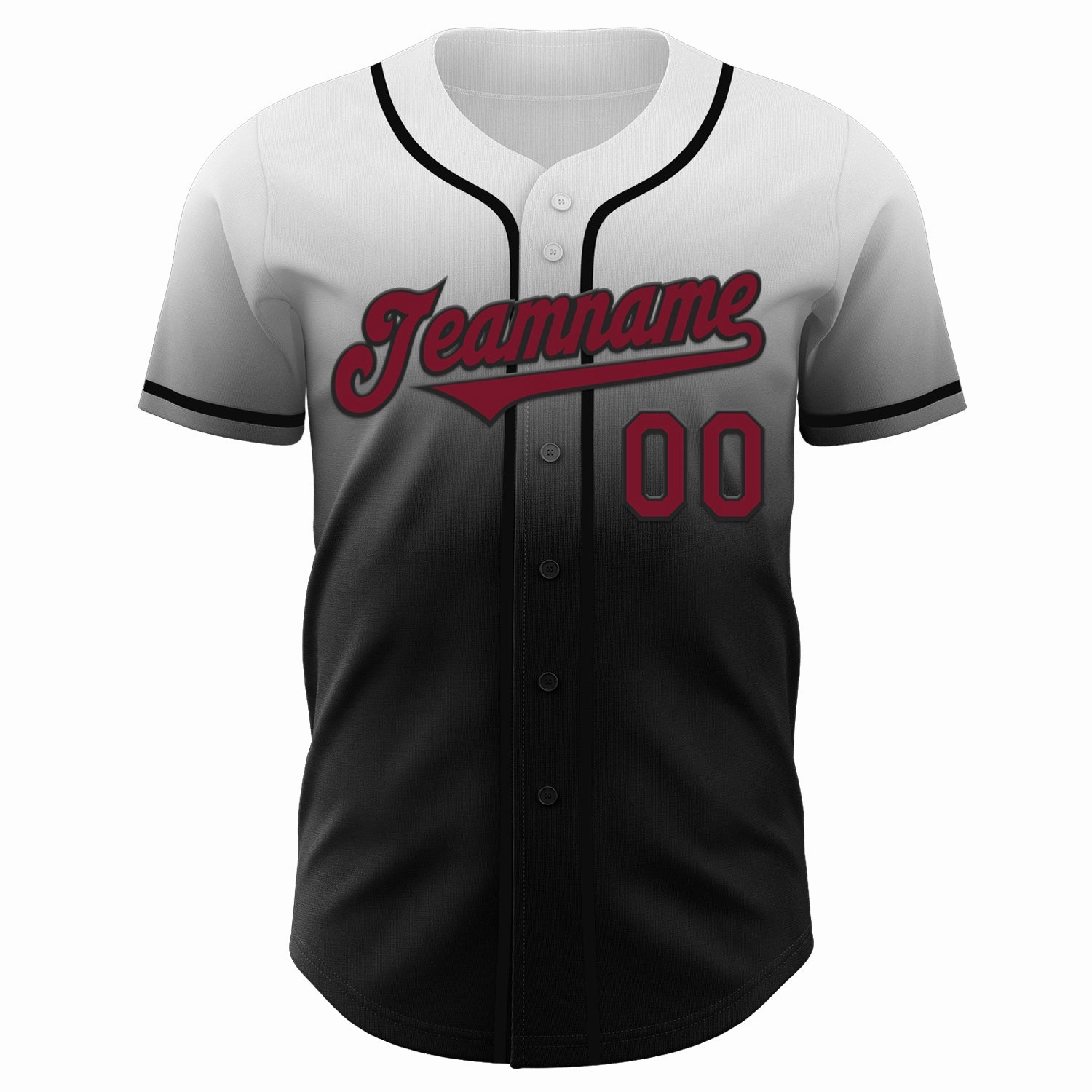Custom White Crimson-Black Authentic Fade Fashion Baseball Jersey