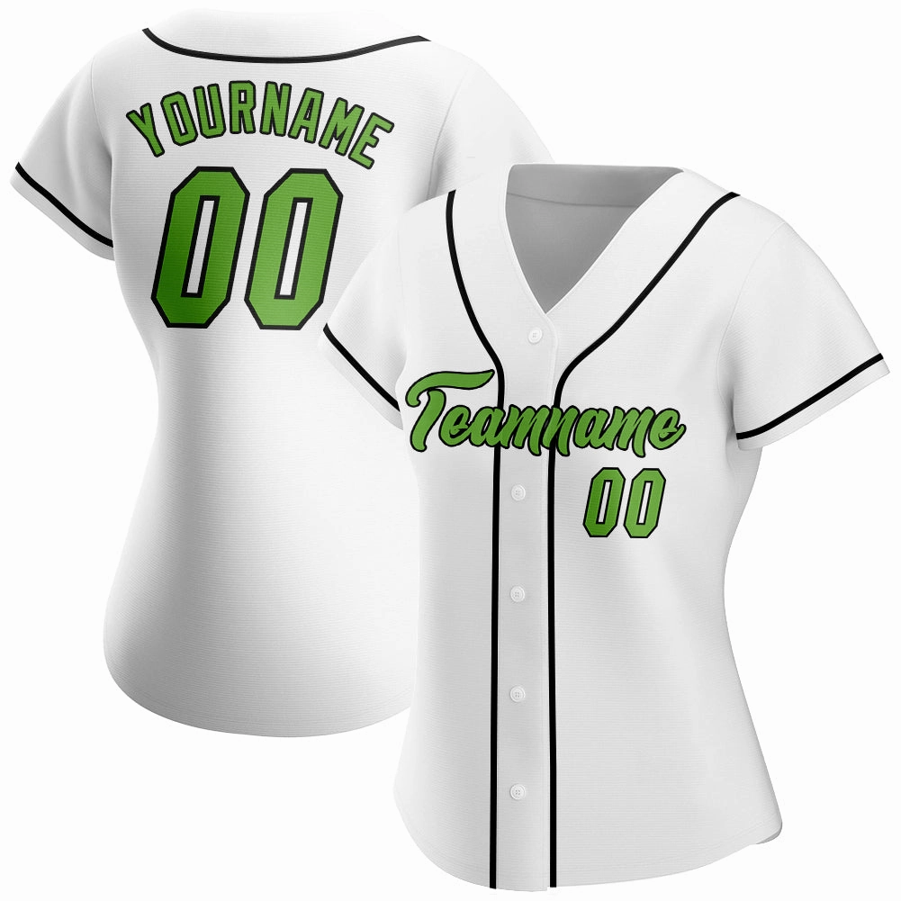 Custom White Neon Green-Black Authentic Baseball Jersey