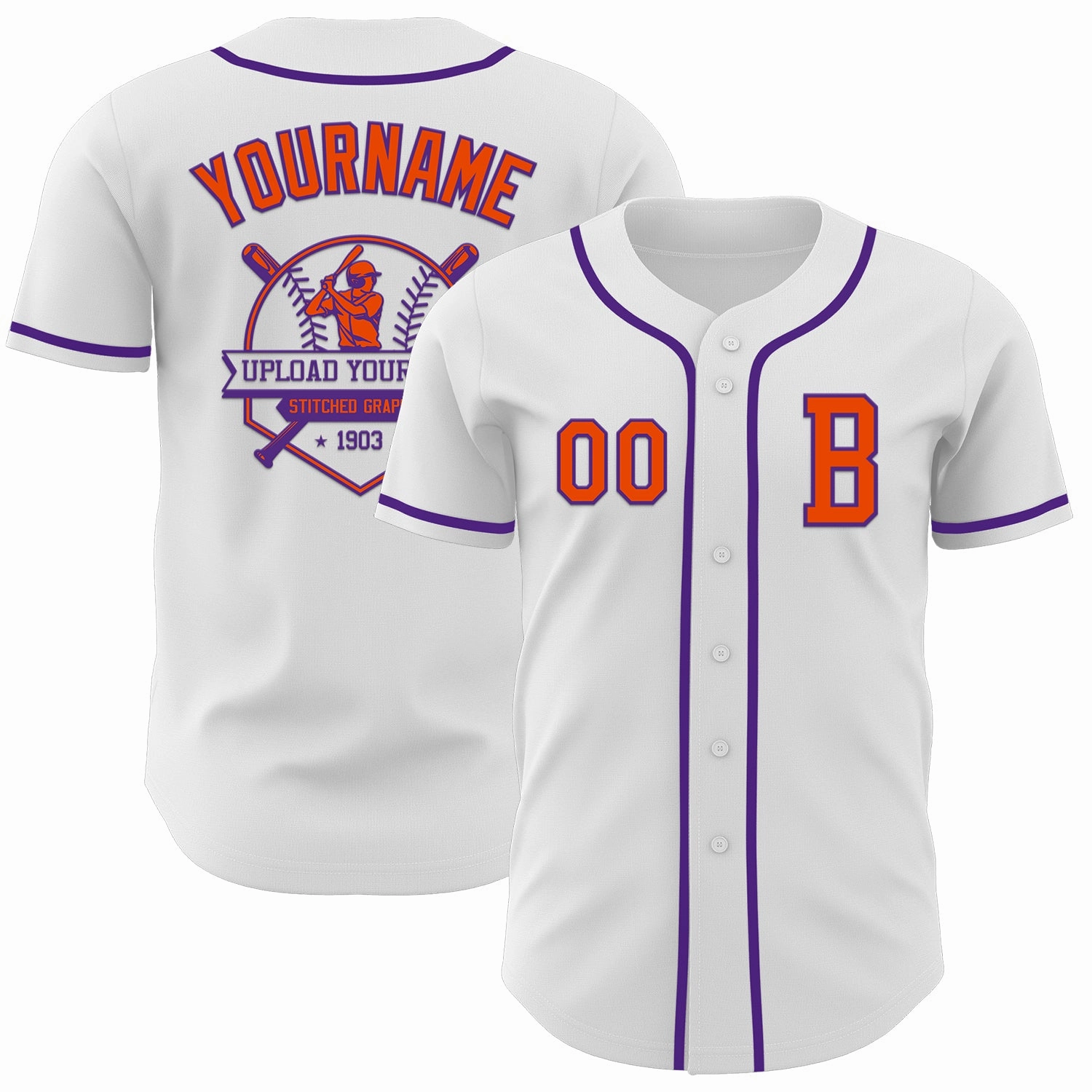Custom White Orange-Purple Authentic Baseball Jersey