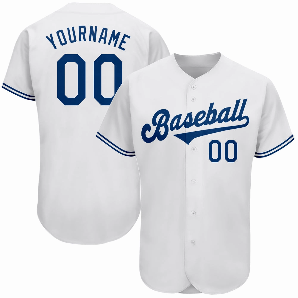 Custom White Royal Authentic Baseball Jersey