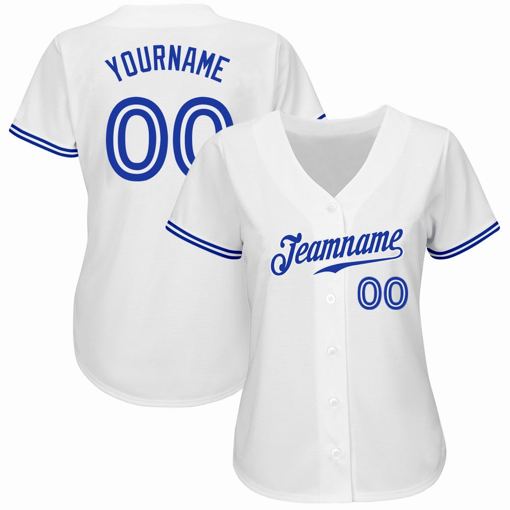 Custom White Royal Authentic Baseball Jersey