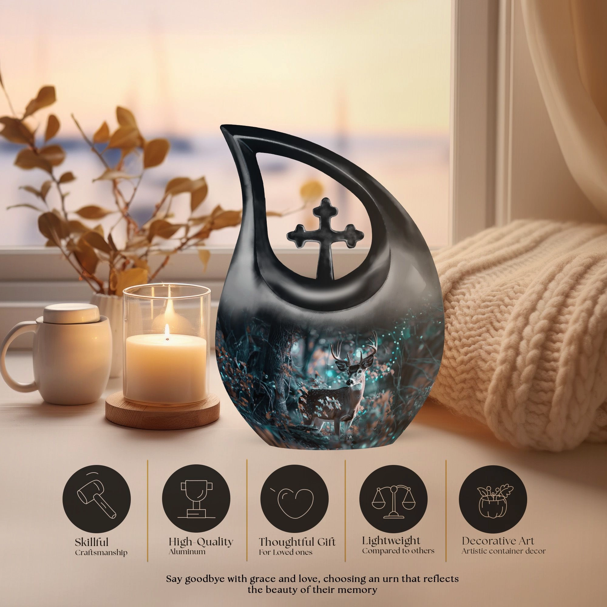Deer Cremation Urn: Small Cremation Urn For Human ashes