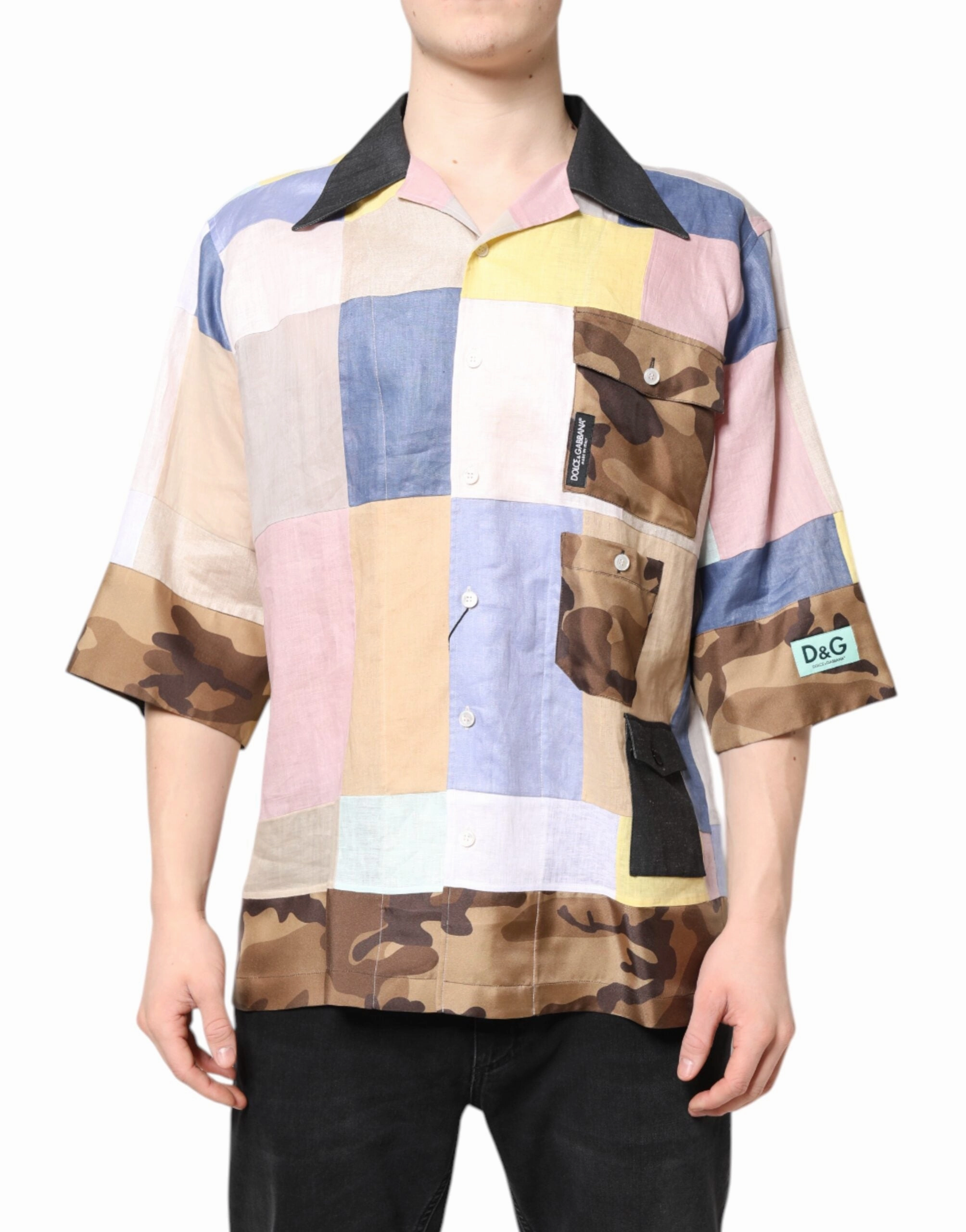 Dolce & Gabbana multi Patchwork Short Sleeve Men's Shirt