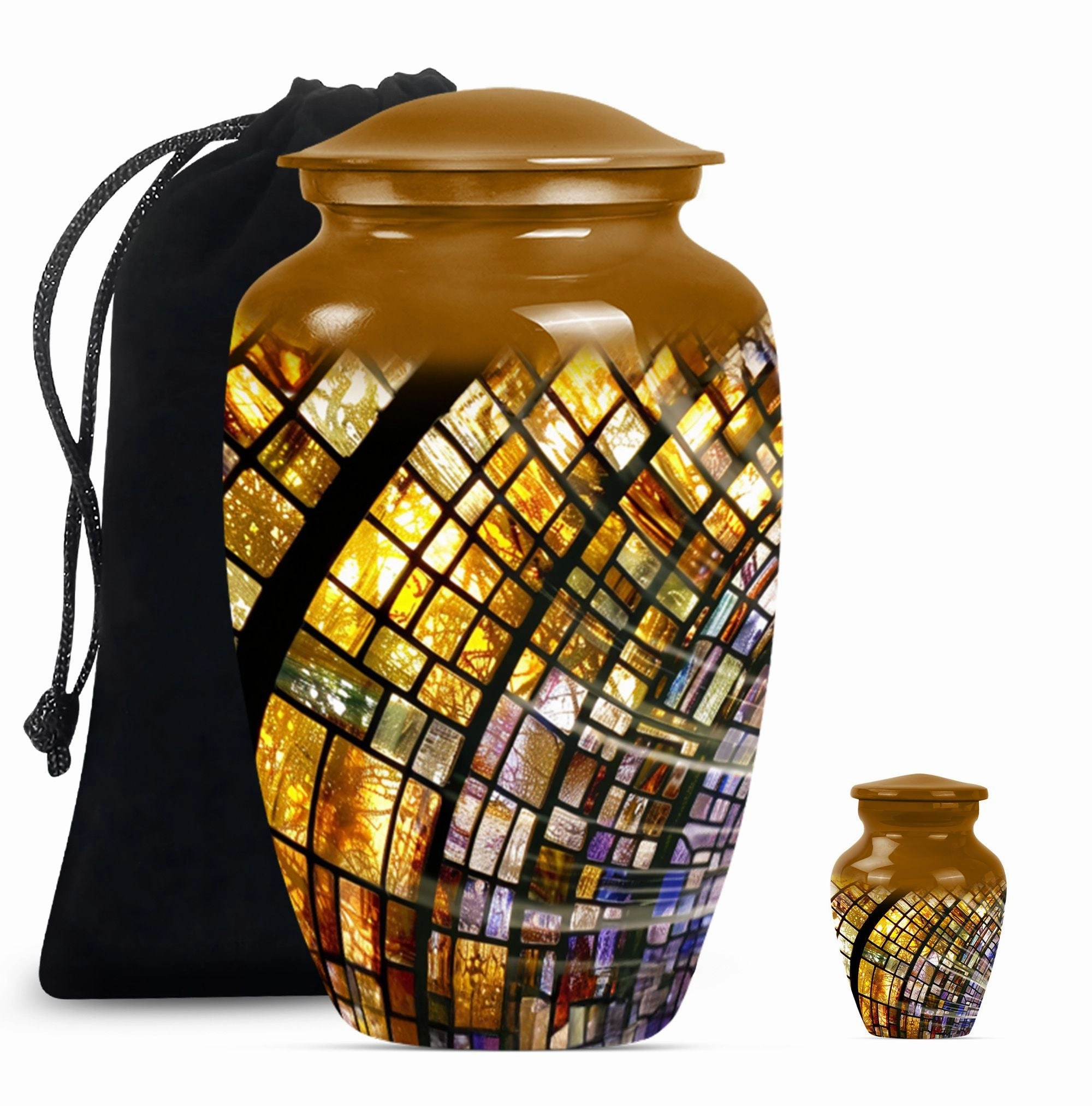 Eternal Radiance: Male Oriented Stained Glass Cremation Keepsake