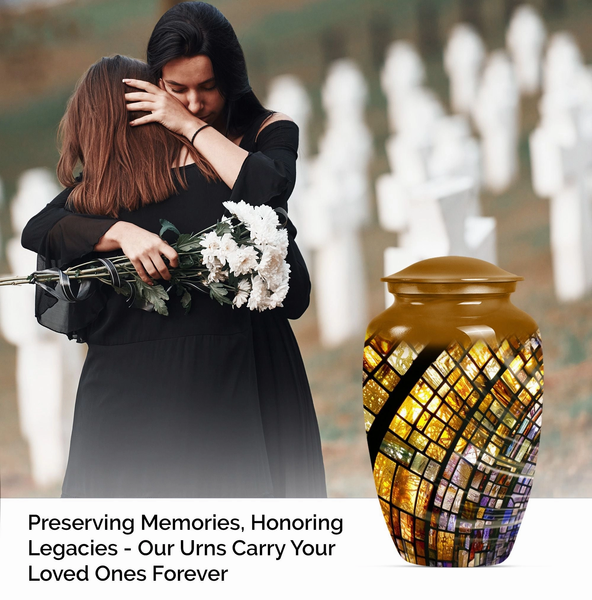 Eternal Radiance: Male Oriented Stained Glass Cremation Keepsake
