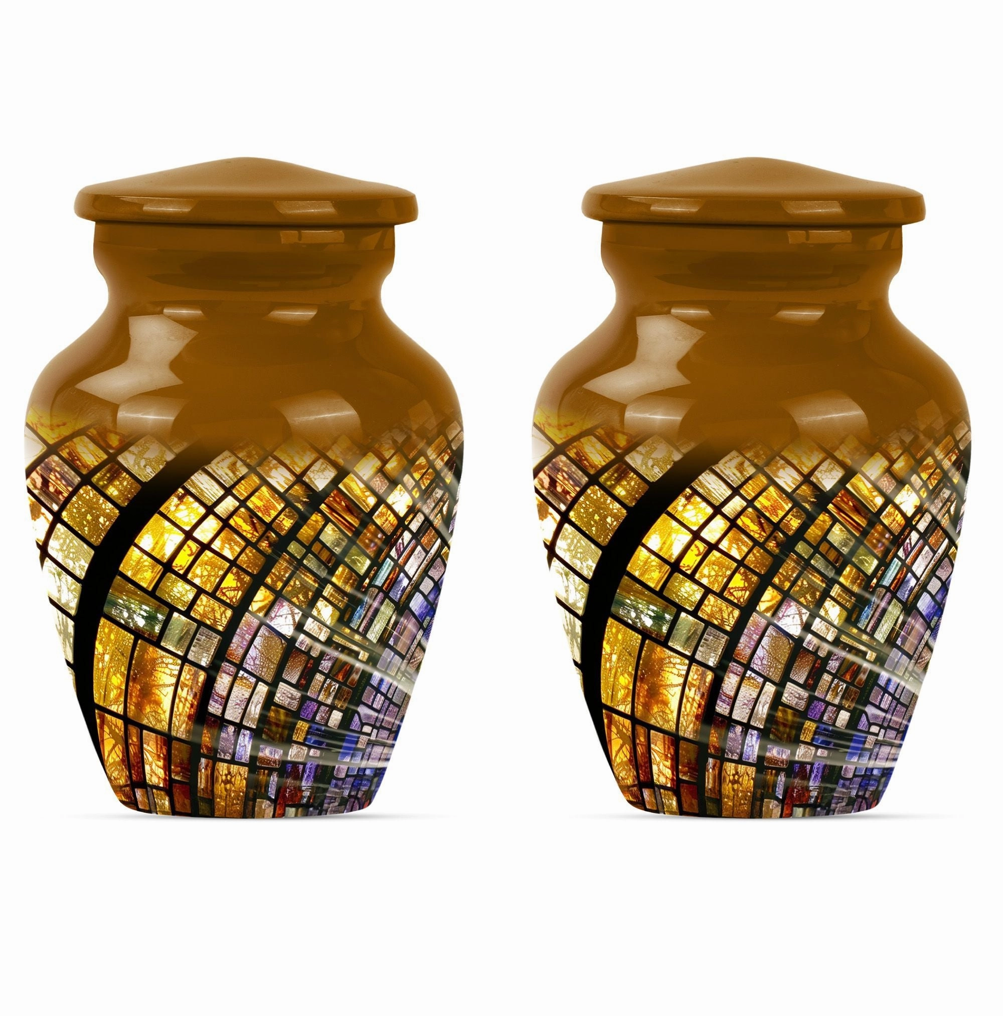 Eternal Radiance: Male Oriented Stained Glass Cremation Keepsake