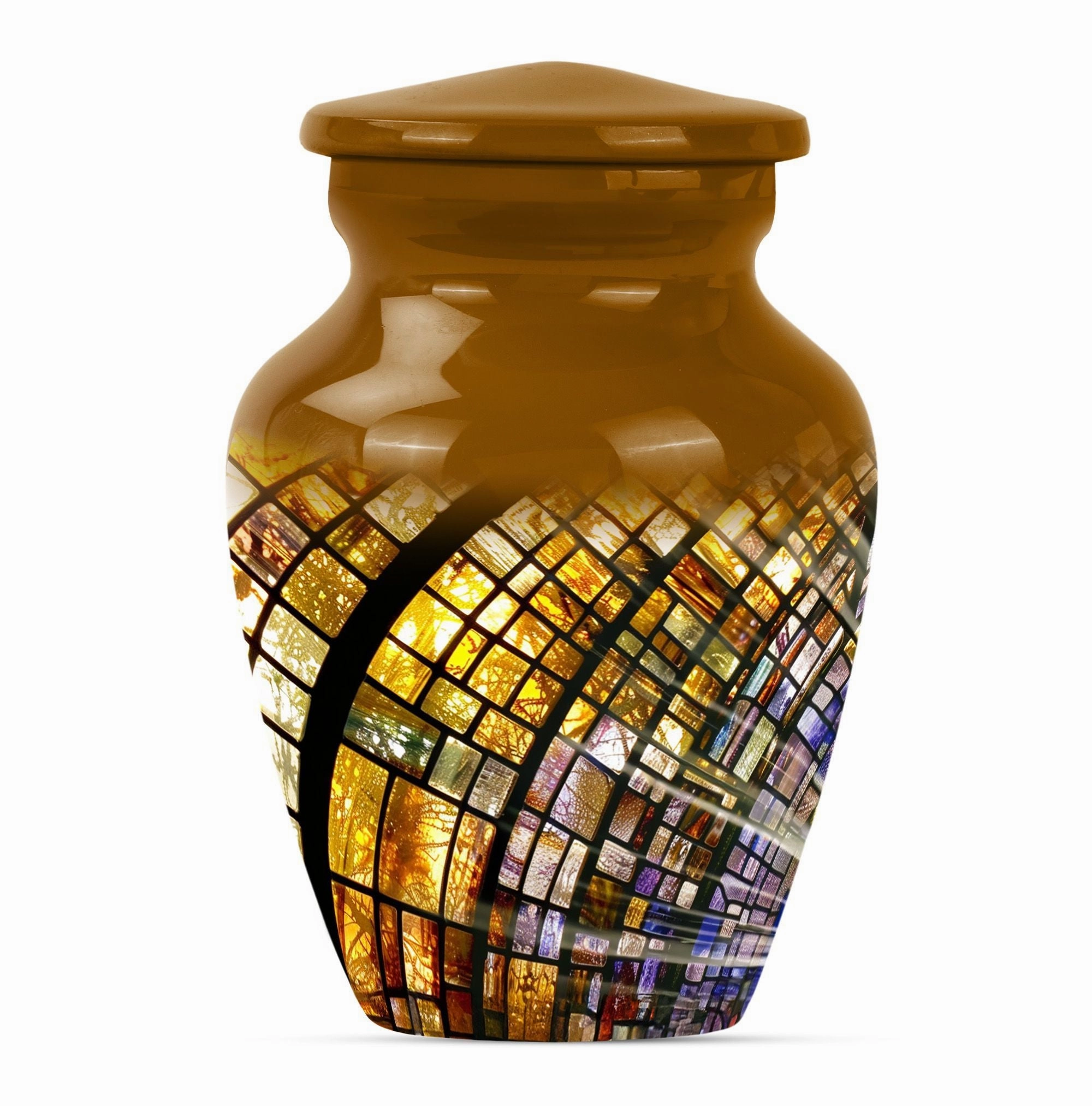 Eternal Radiance: Male Oriented Stained Glass Cremation Keepsake
