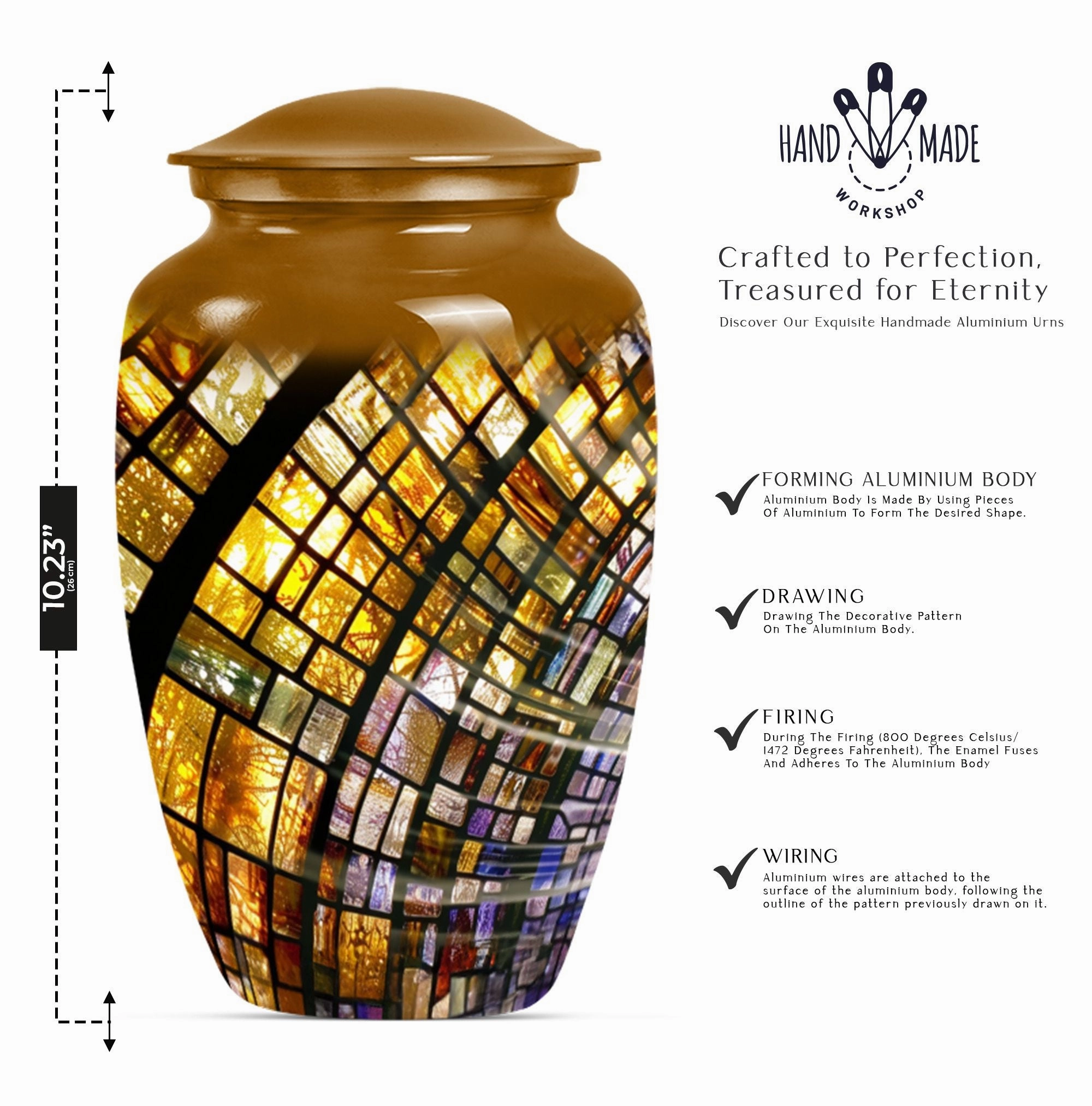 Eternal Radiance: Male Oriented Stained Glass Cremation Keepsake