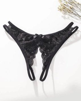 Lace  Bows  Open-Cut Panties