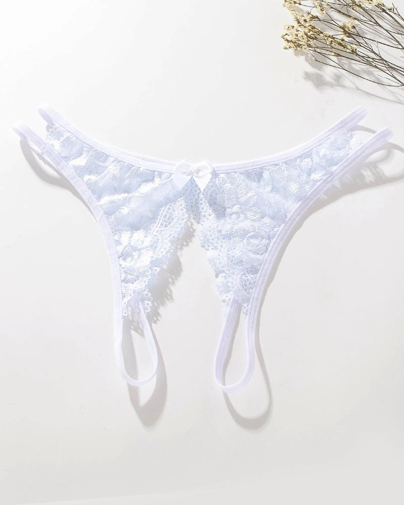 Lace  Bows  Open-Cut Panties