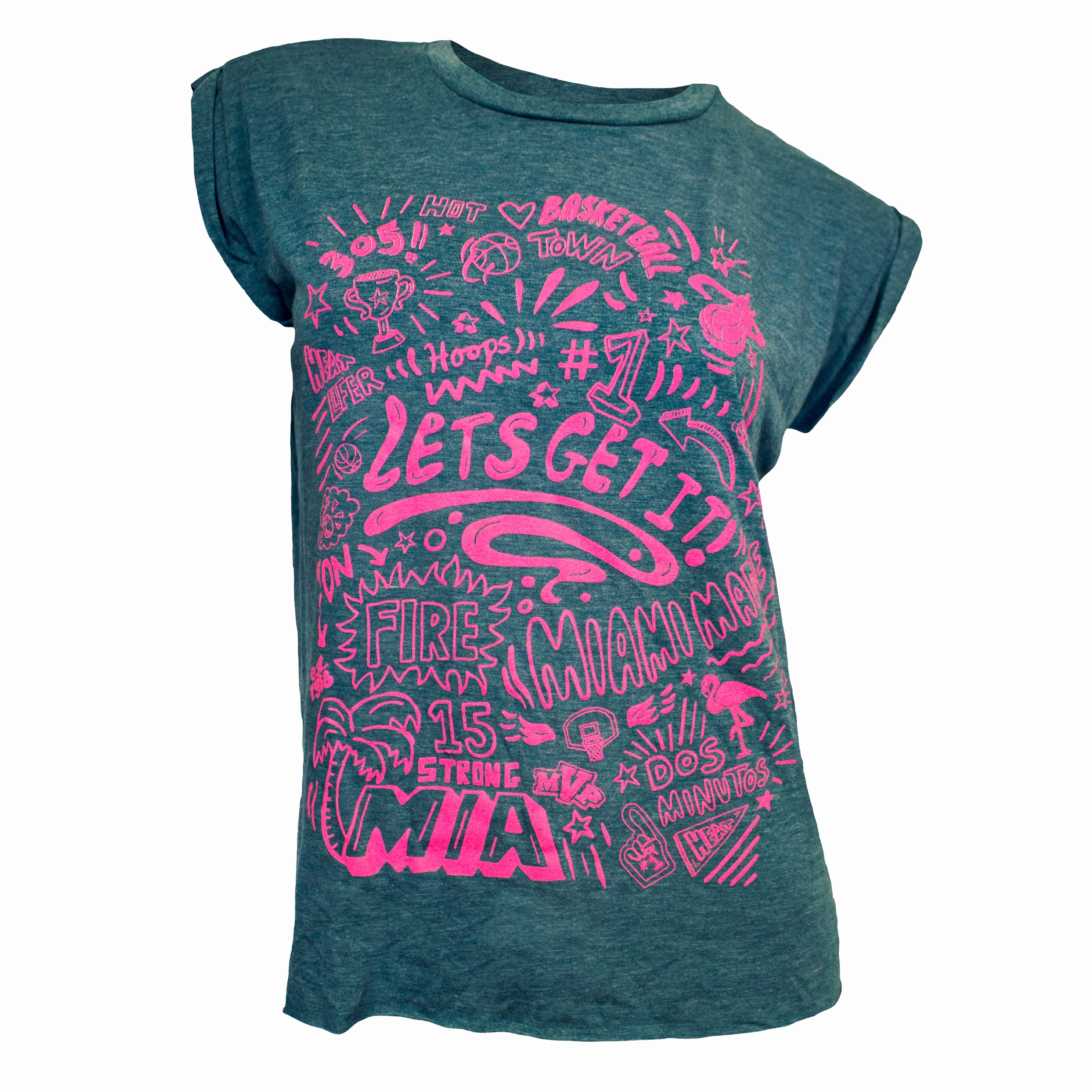 Ladies Flowy Muscle Tee with Rolled Cuffs