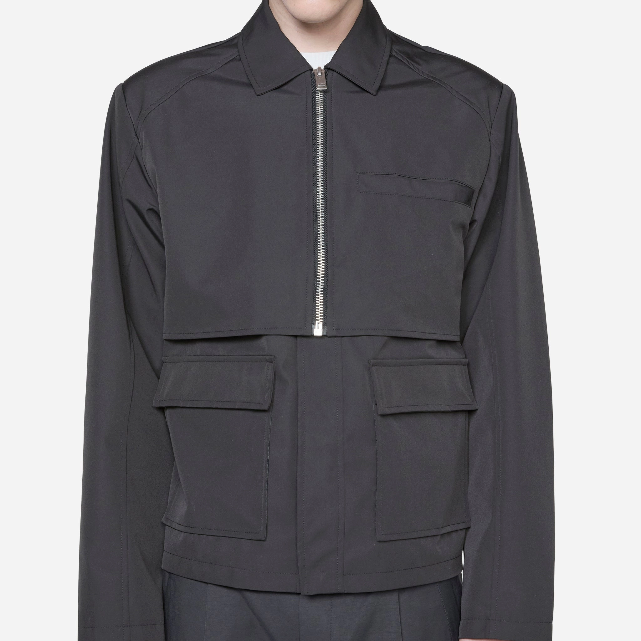 Layered Boxy Jacket Black