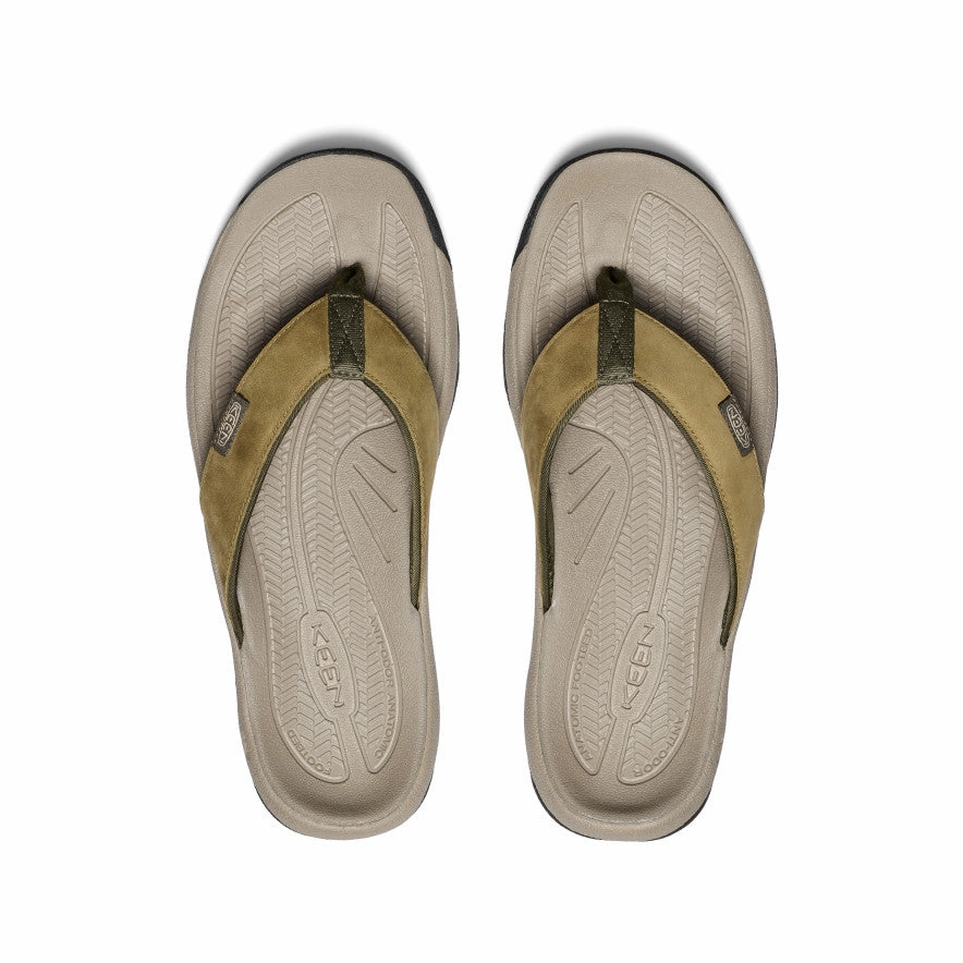 Men's Kona Leather Flip-Flop  |  Martini Olive/Forest Night