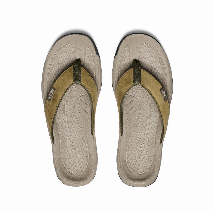 Men's Kona Leather Flip-Flop  |  Martini Olive/Forest Night