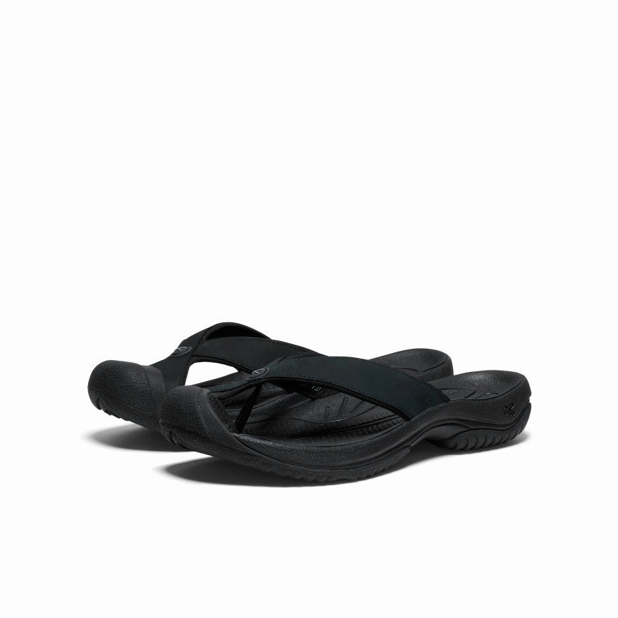 Men's Waimea Leather Flip-Flop  |  Black/Black