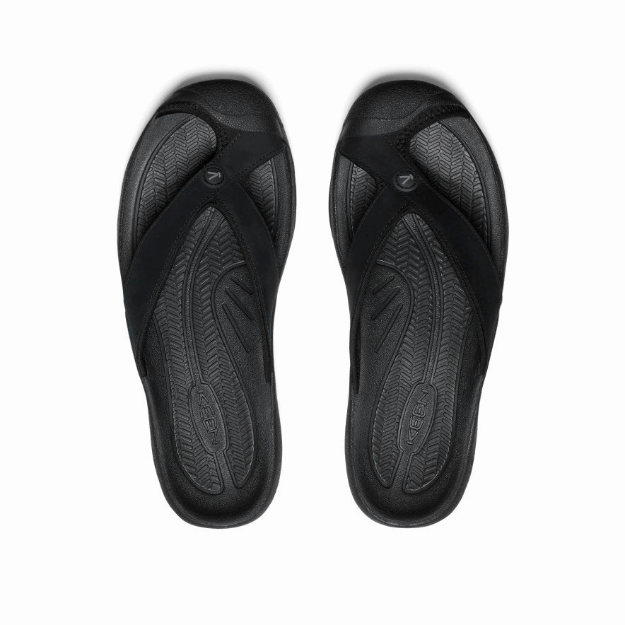 Men's Waimea Leather Flip-Flop  |  Black/Black
