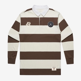 mens premiumgoods. stripe rugby shirt monogram (walnut/cream)