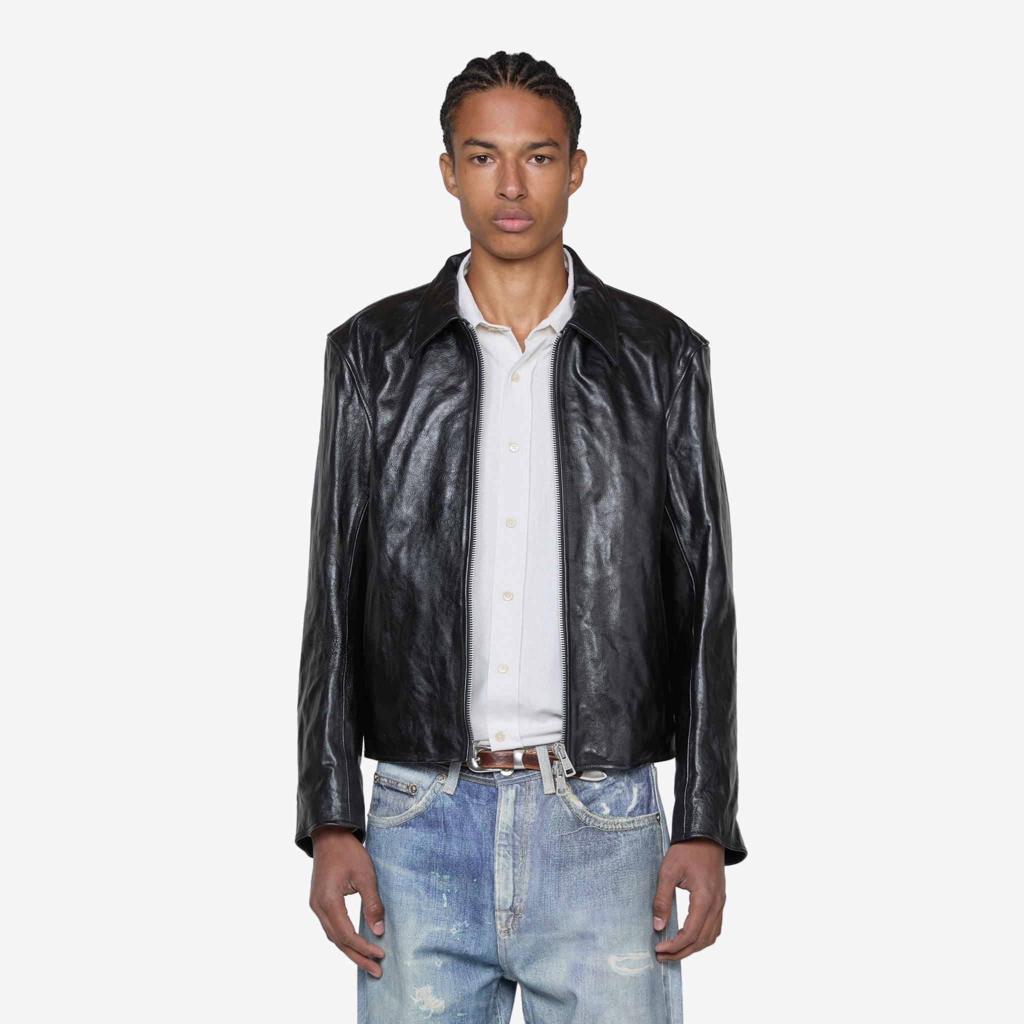 Mini Jacket Top Dyed Black Leather