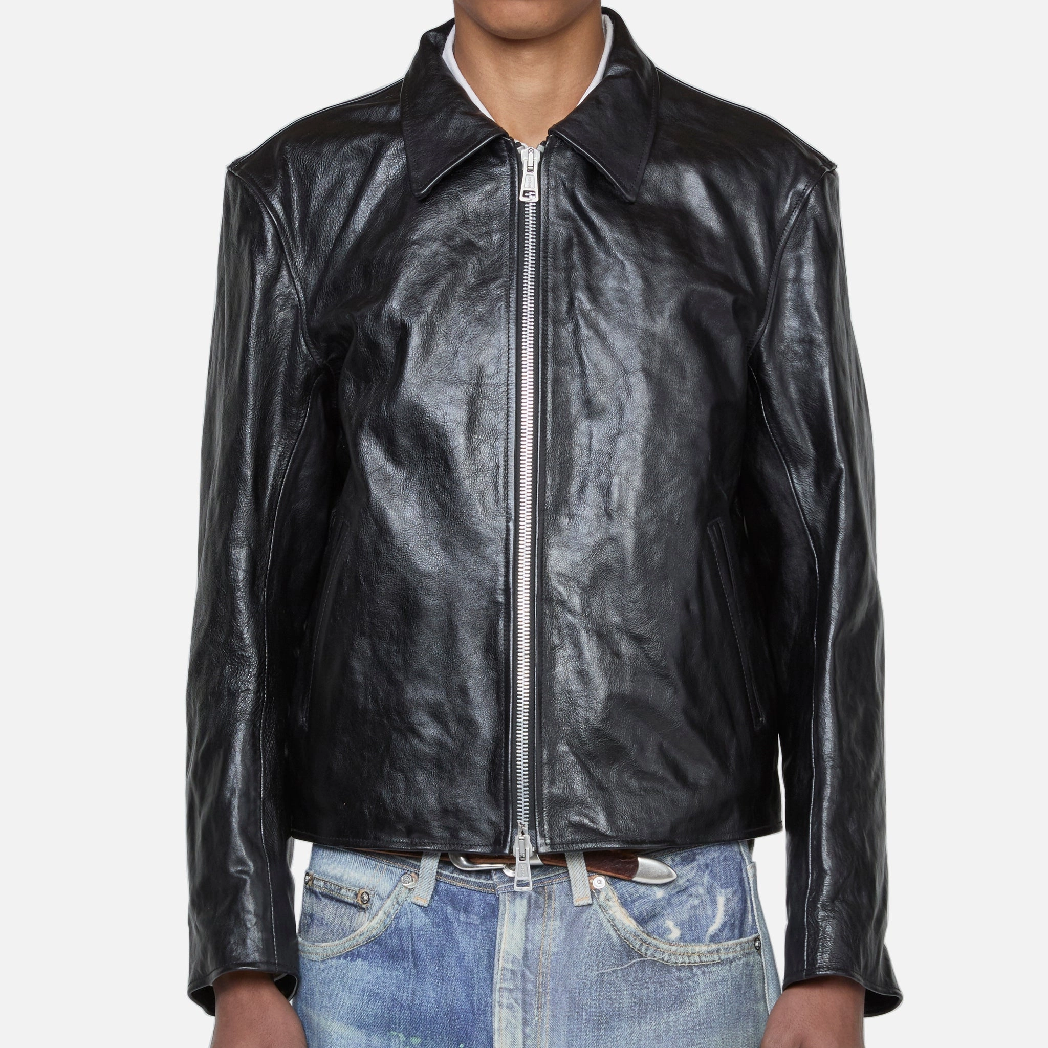 Mini Jacket Top Dyed Black Leather
