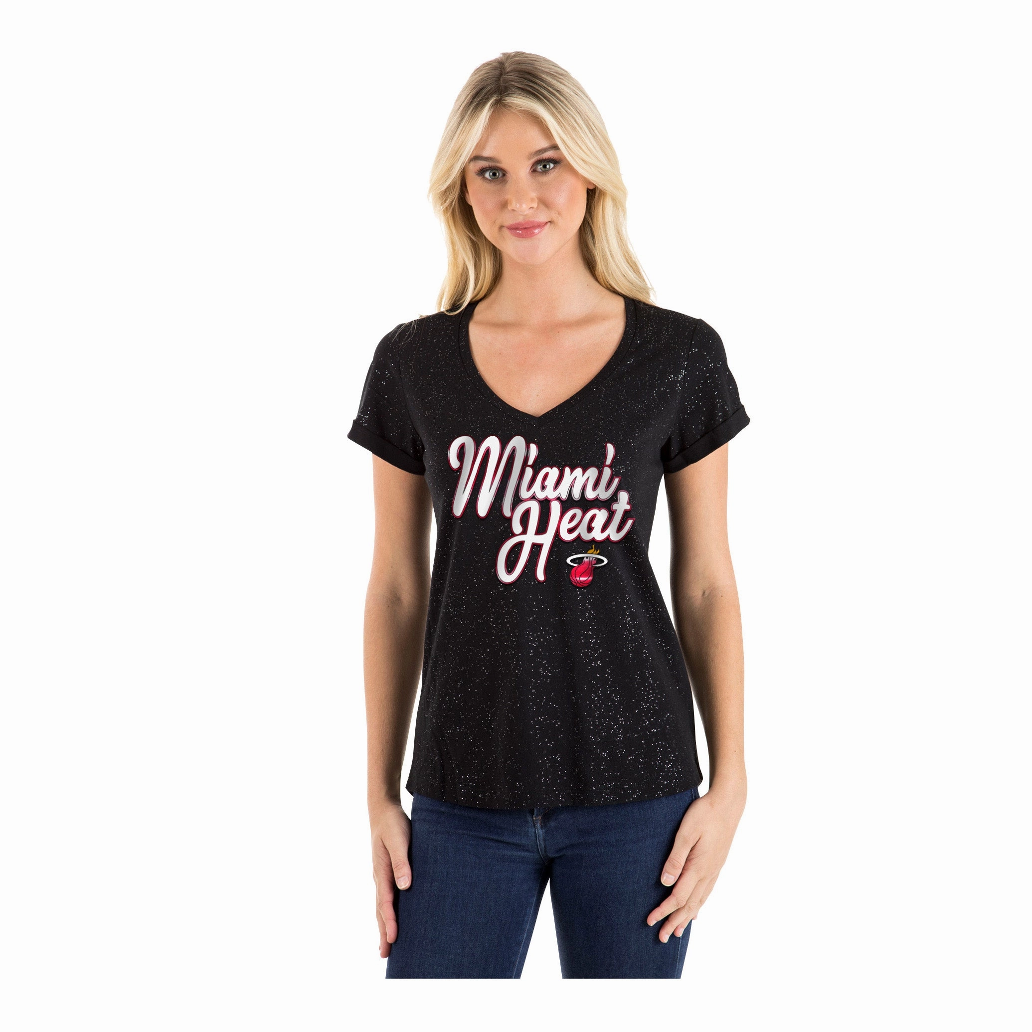 New ERA Miami HEAT Ladies Glitter VNeck