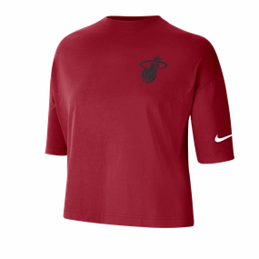 Nike Miami HEAT Courtside Women's Red Boxy Crop Tee