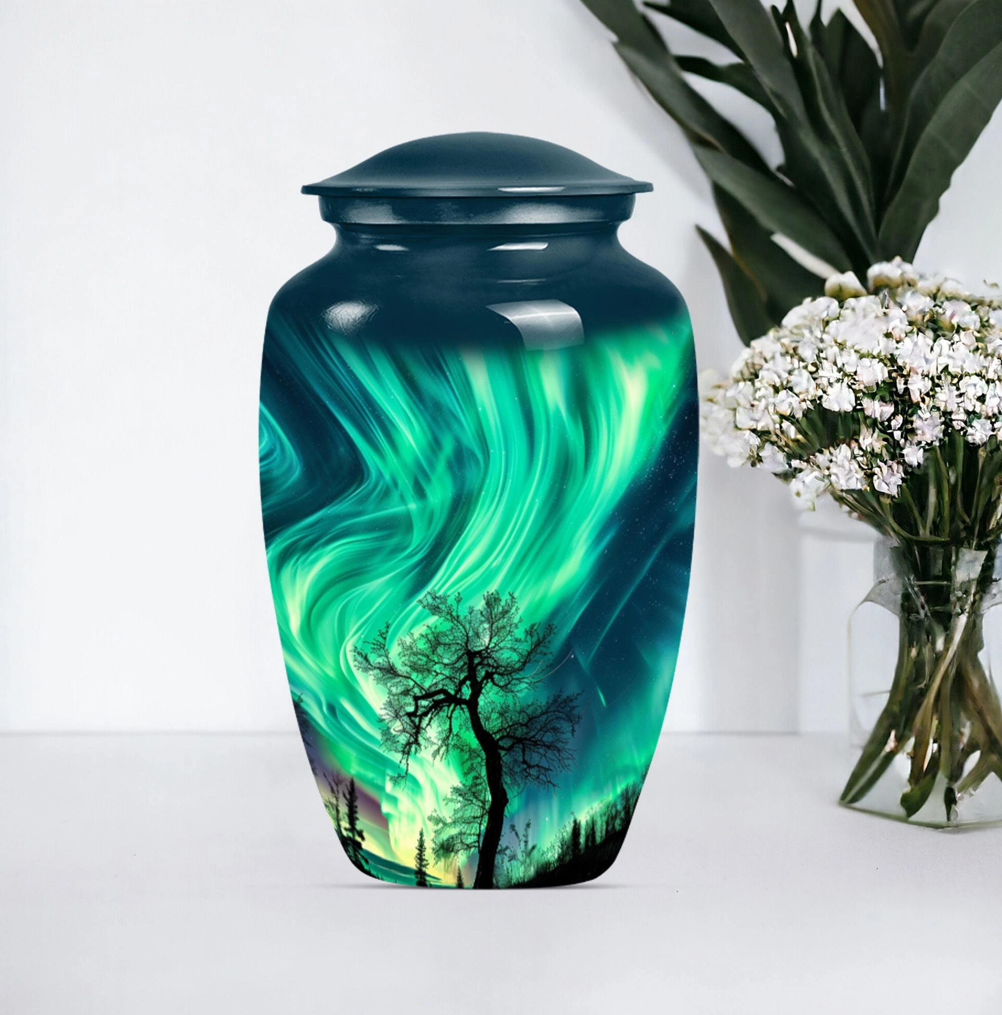 Northern Lights Urn: A Regal Cremation Cornerstone for Adult Male